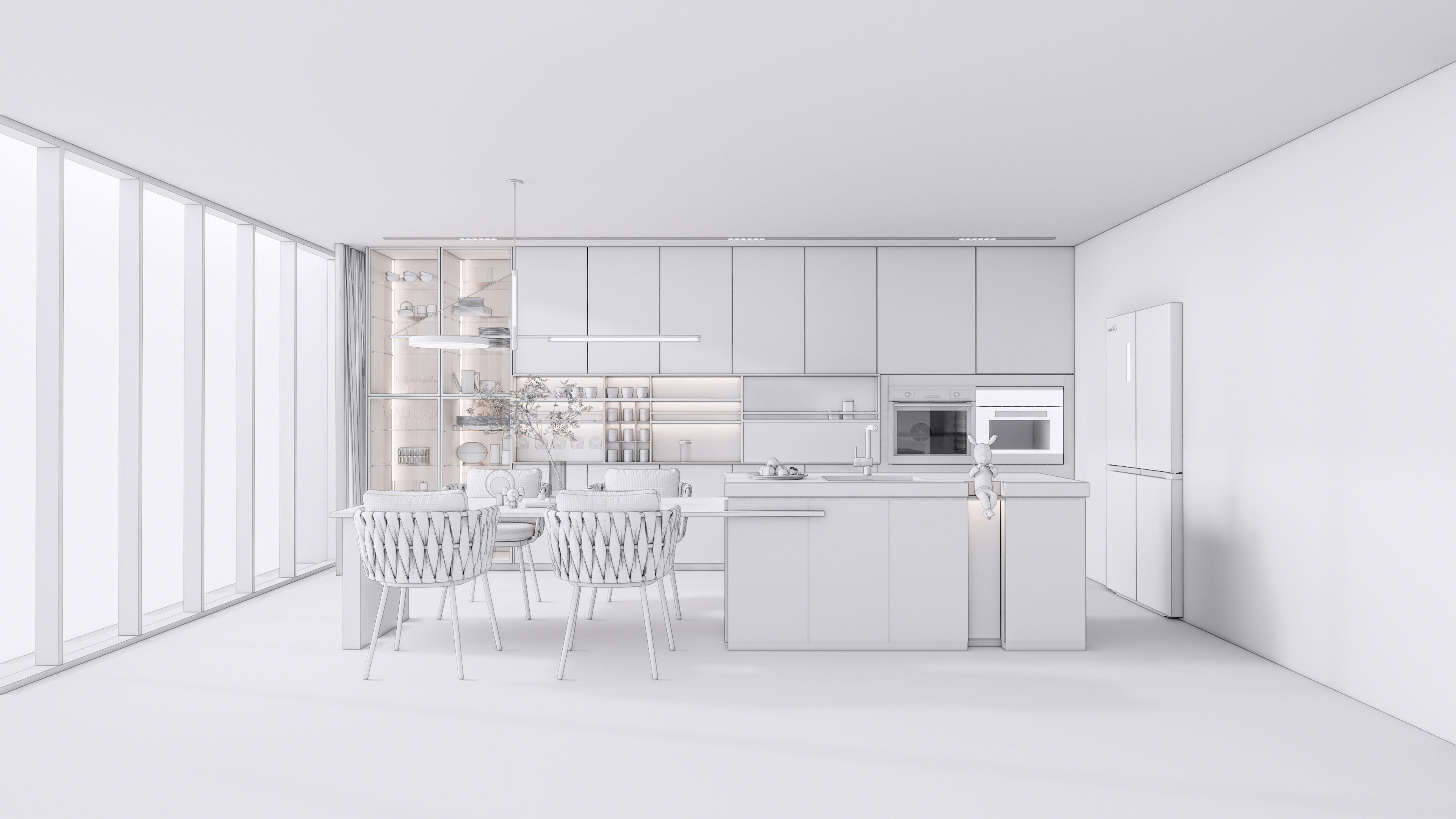 Kitchen Modern interior 0052 3D model_21