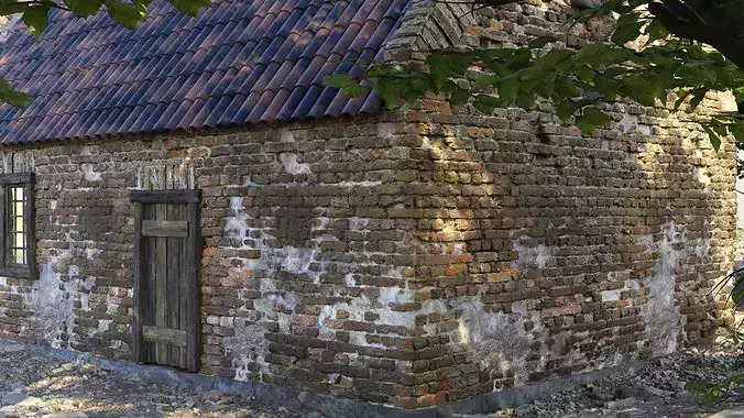 Rudimentary Brick House - Detailed Architectural Asset 3D model 4