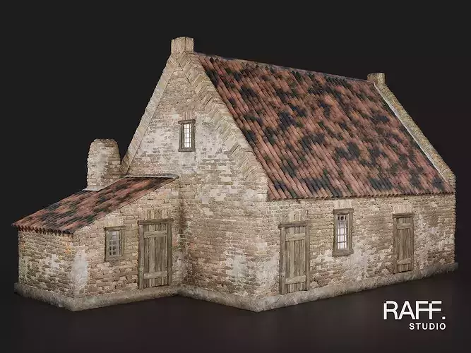 Rudimentary Brick House - Detailed Architectural Asset 3D model