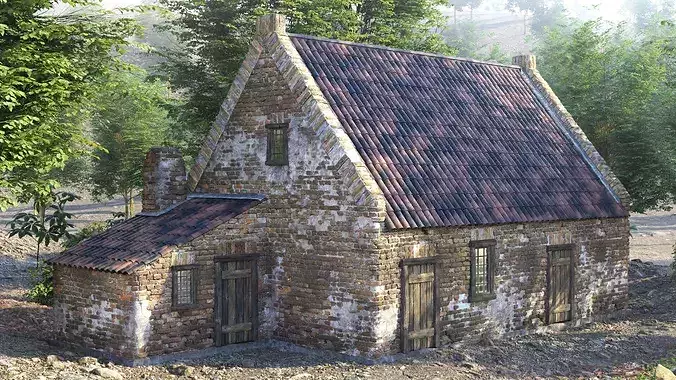 Rudimentary Brick House - Detailed Architectural Asset 3D model 2