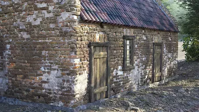 Rudimentary Brick House - Detailed Architectural Asset 3D model 5