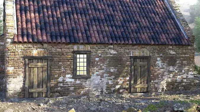 Rudimentary Brick House - Detailed Architectural Asset 3D model 7