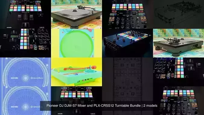 Pioneer DJ DJM-S7 Mixer and PLX-CRSS12 Turntable Bundle