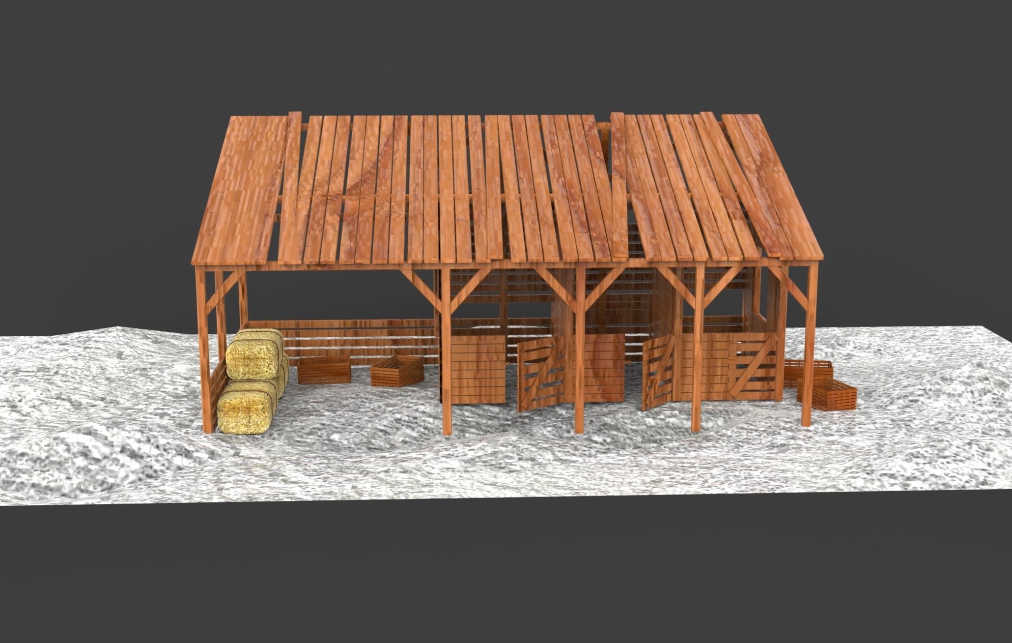 Horse stable 3D model_7