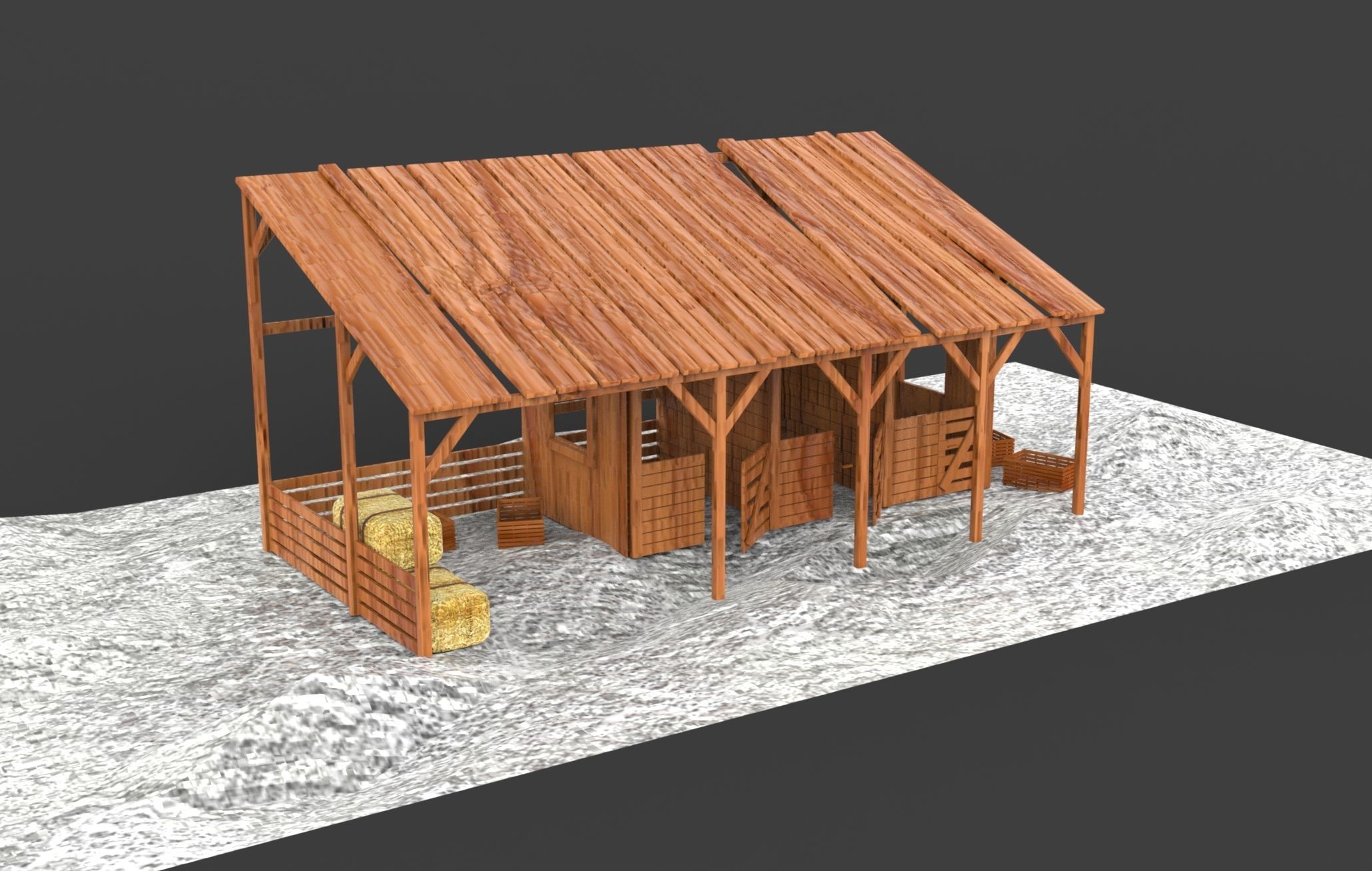 Horse stable 3D model_6