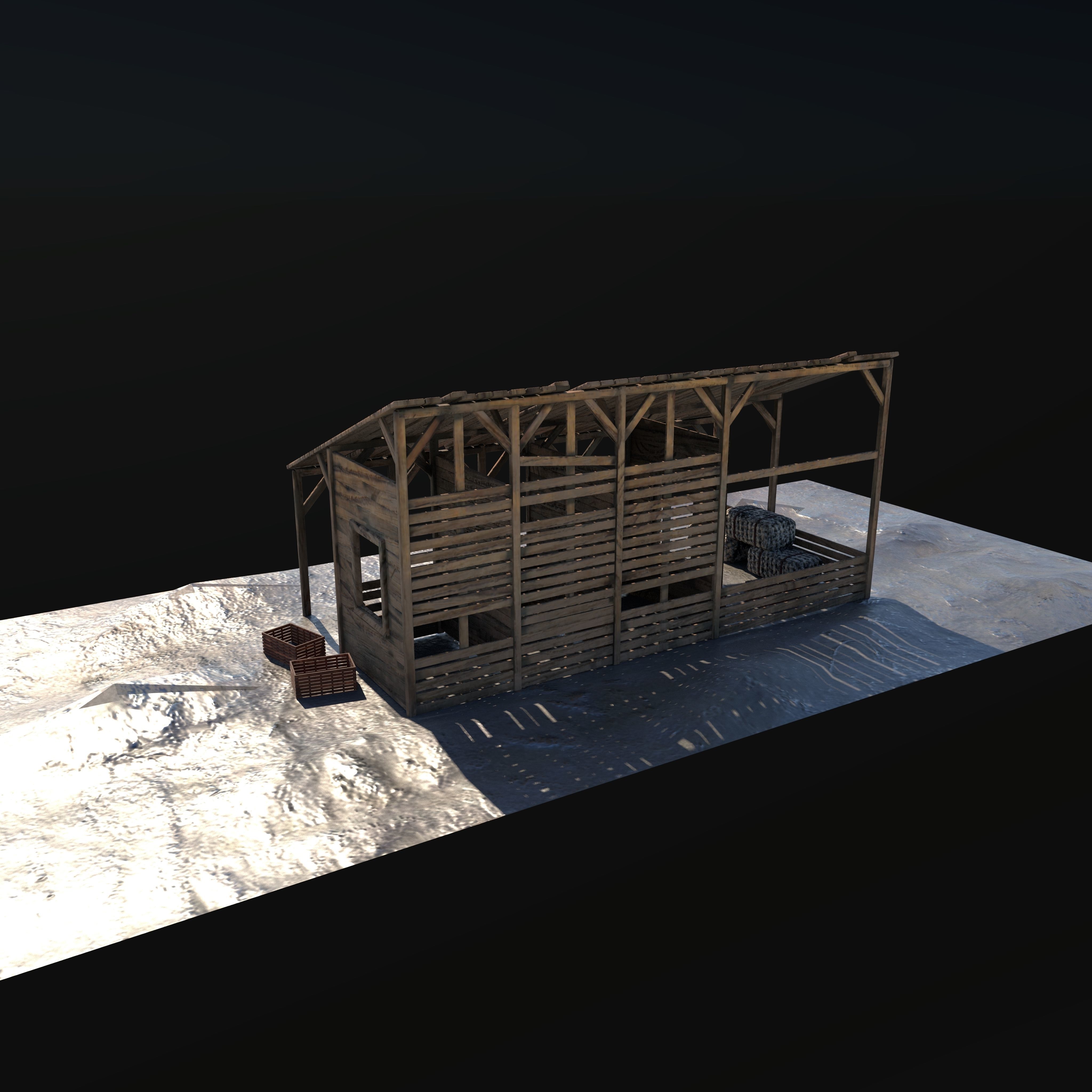 Horse stable 3D model_3