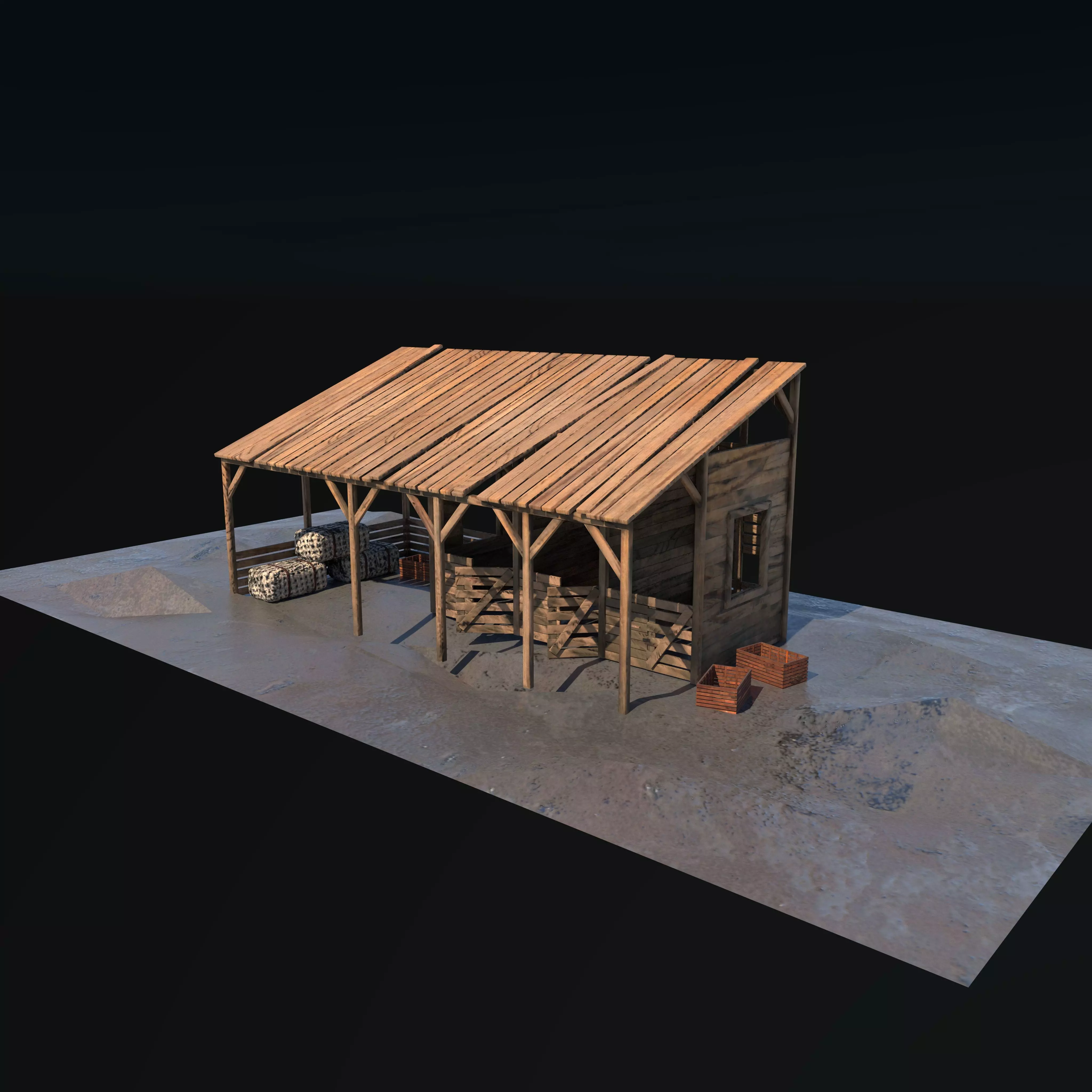 Horse stable 3D model_0