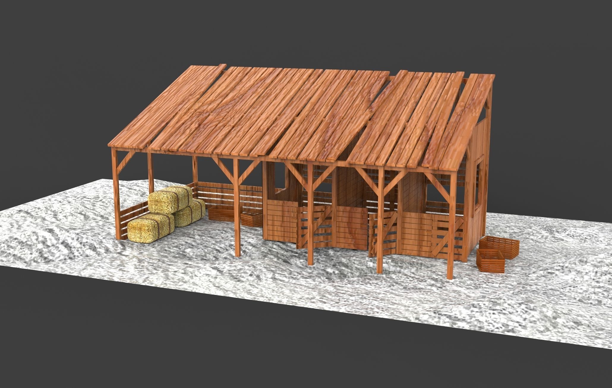 Horse stable 3D model_5