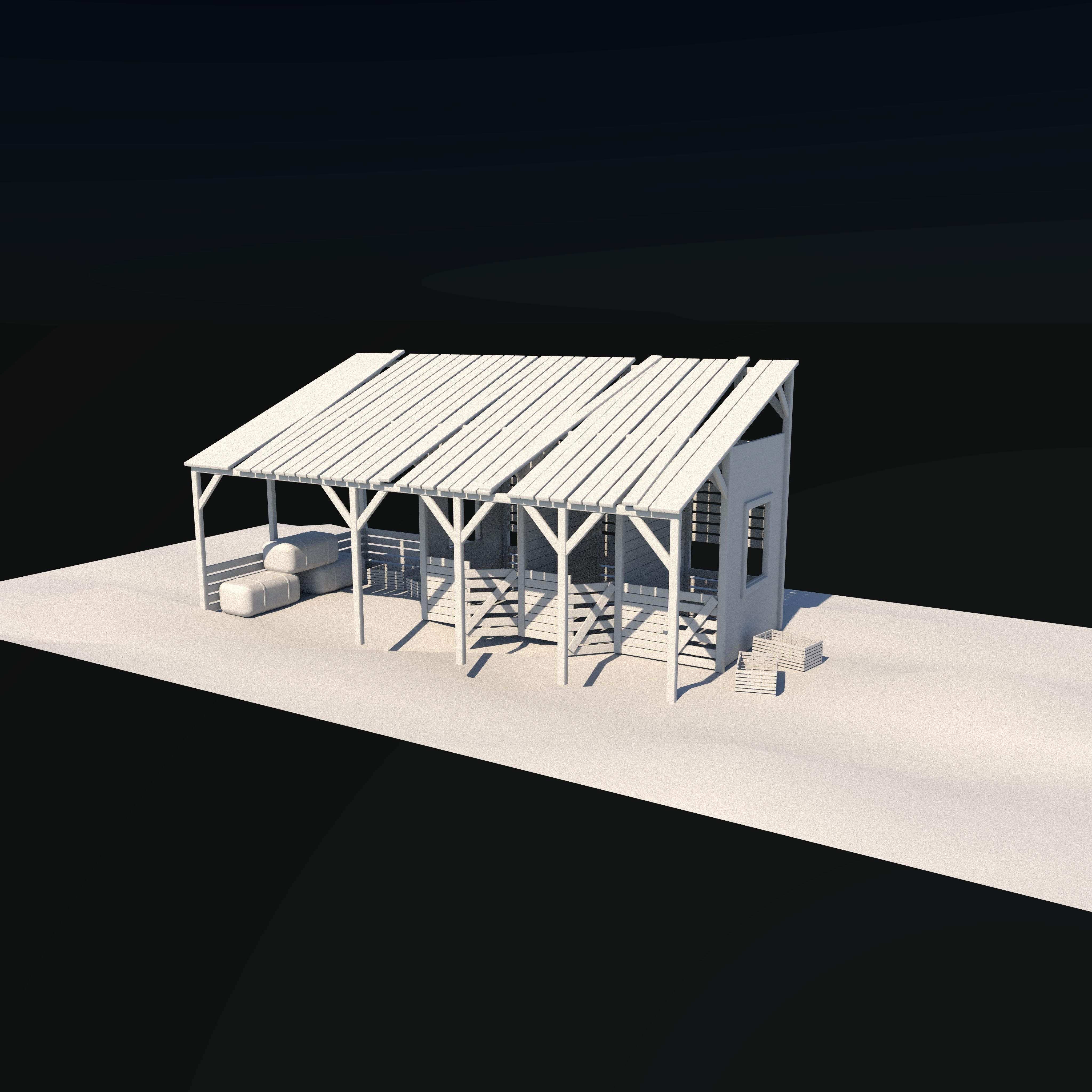 Horse stable 3D model_10