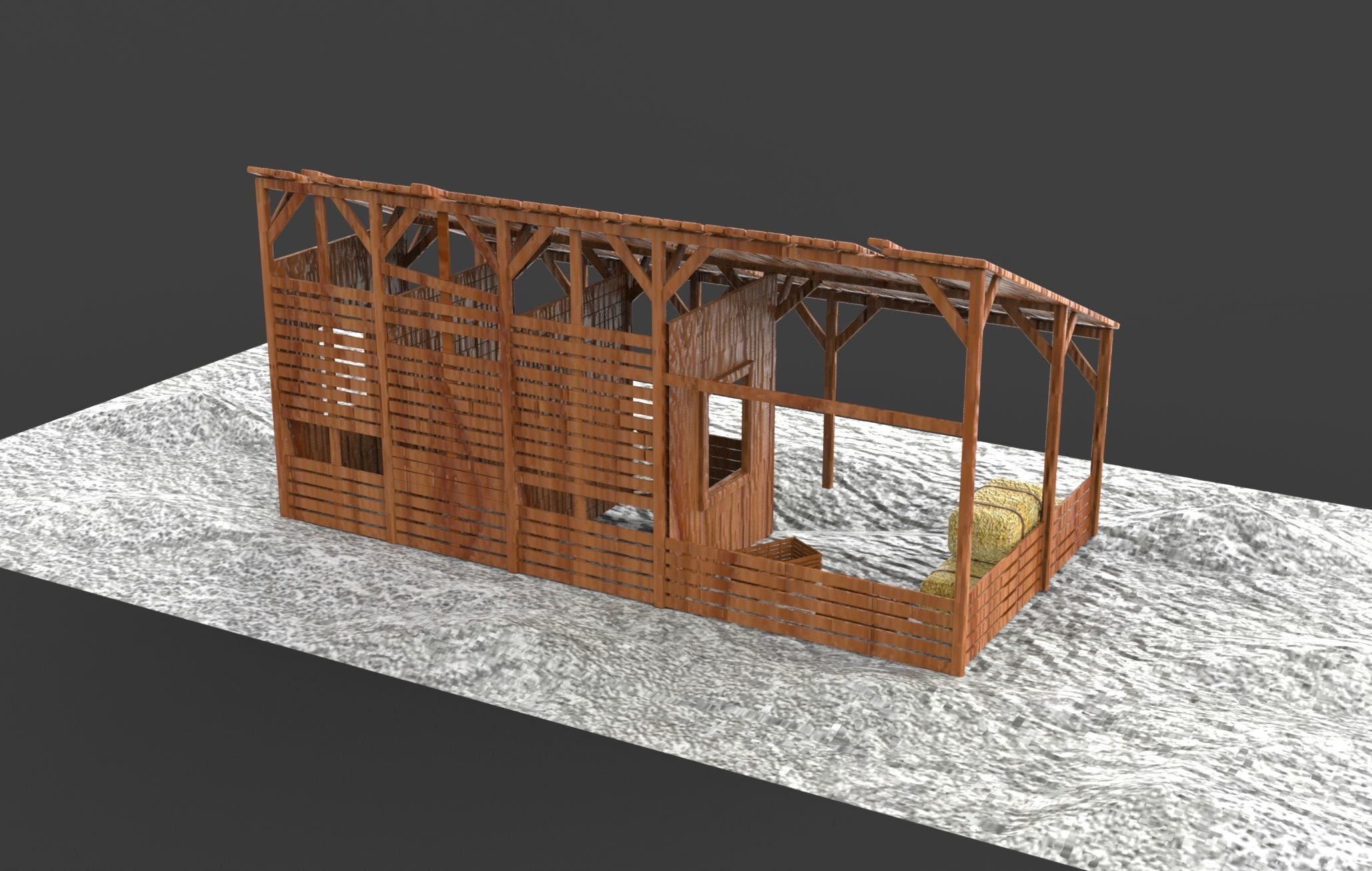 Horse stable 3D model_9
