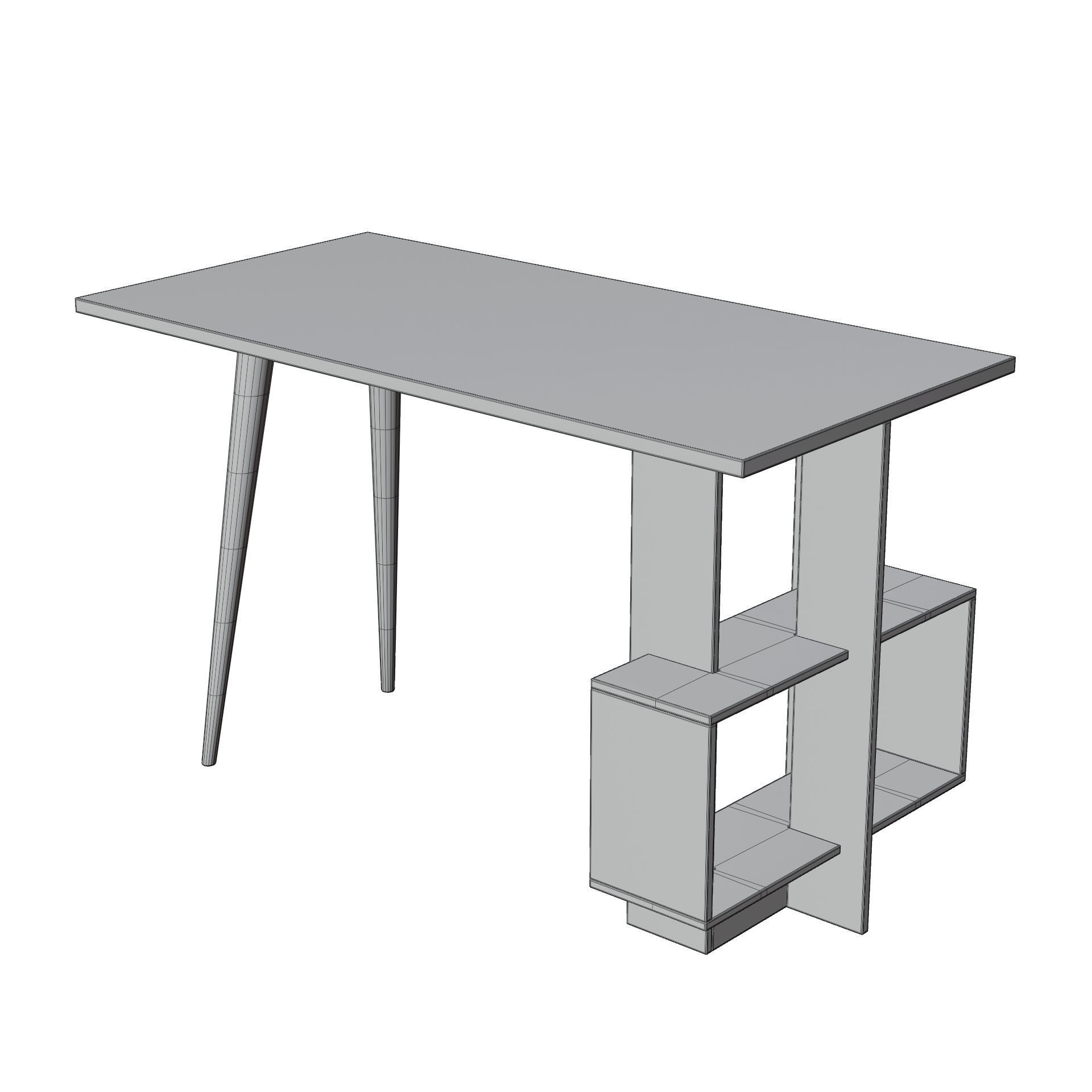 White Oak Side Desk 3D model_5