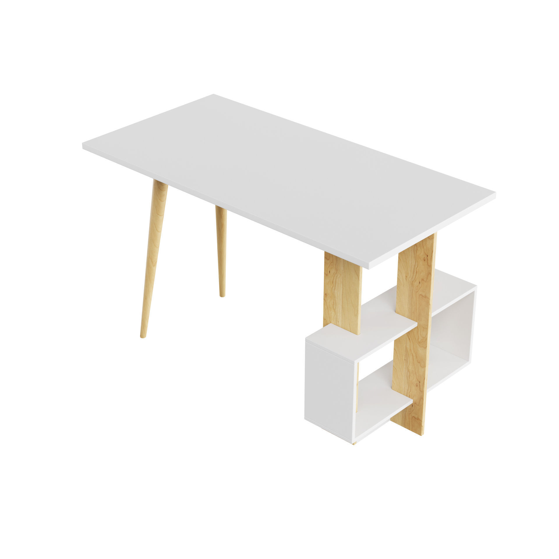 White Oak Side Desk 3D model_2
