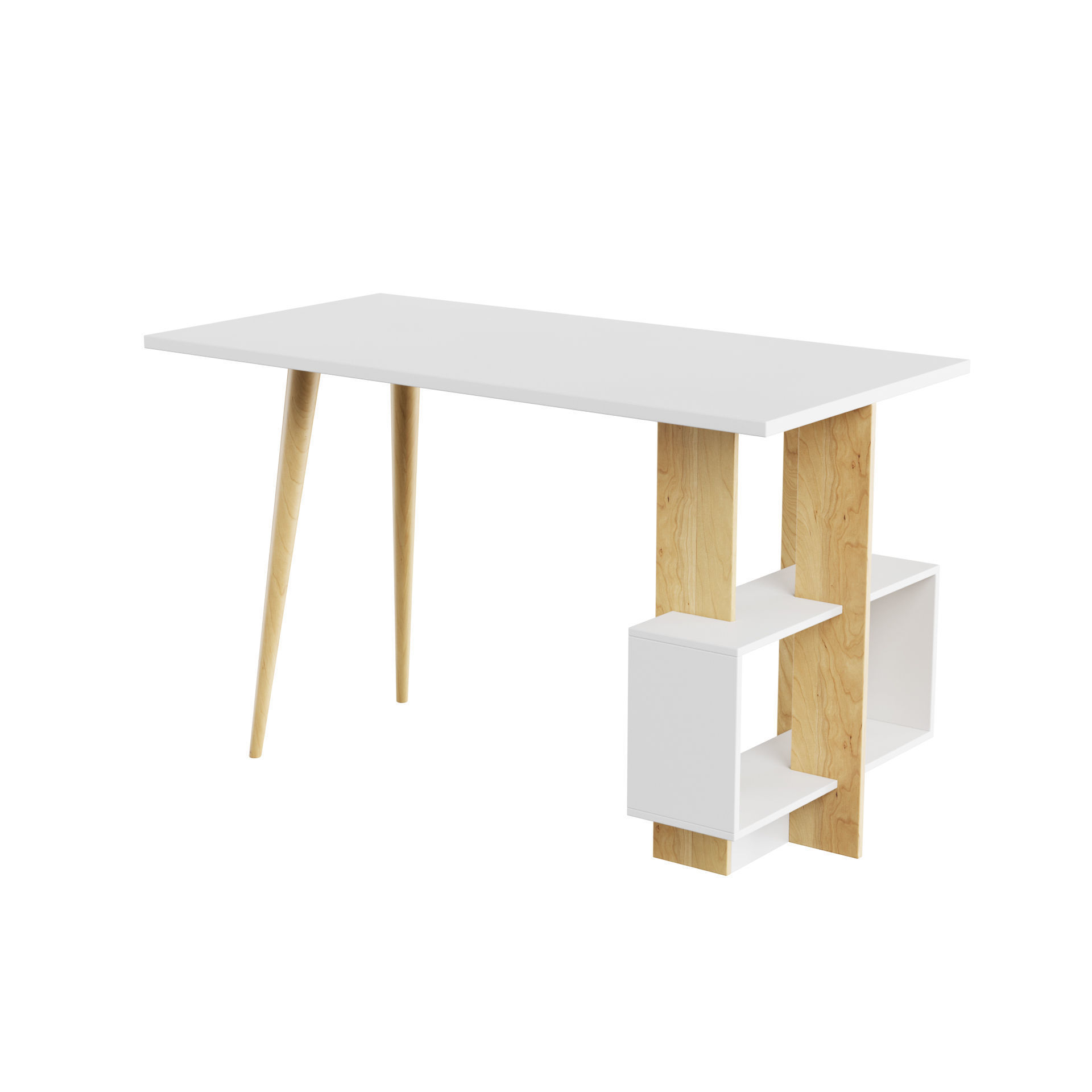 White Oak Side Desk 3D model_1