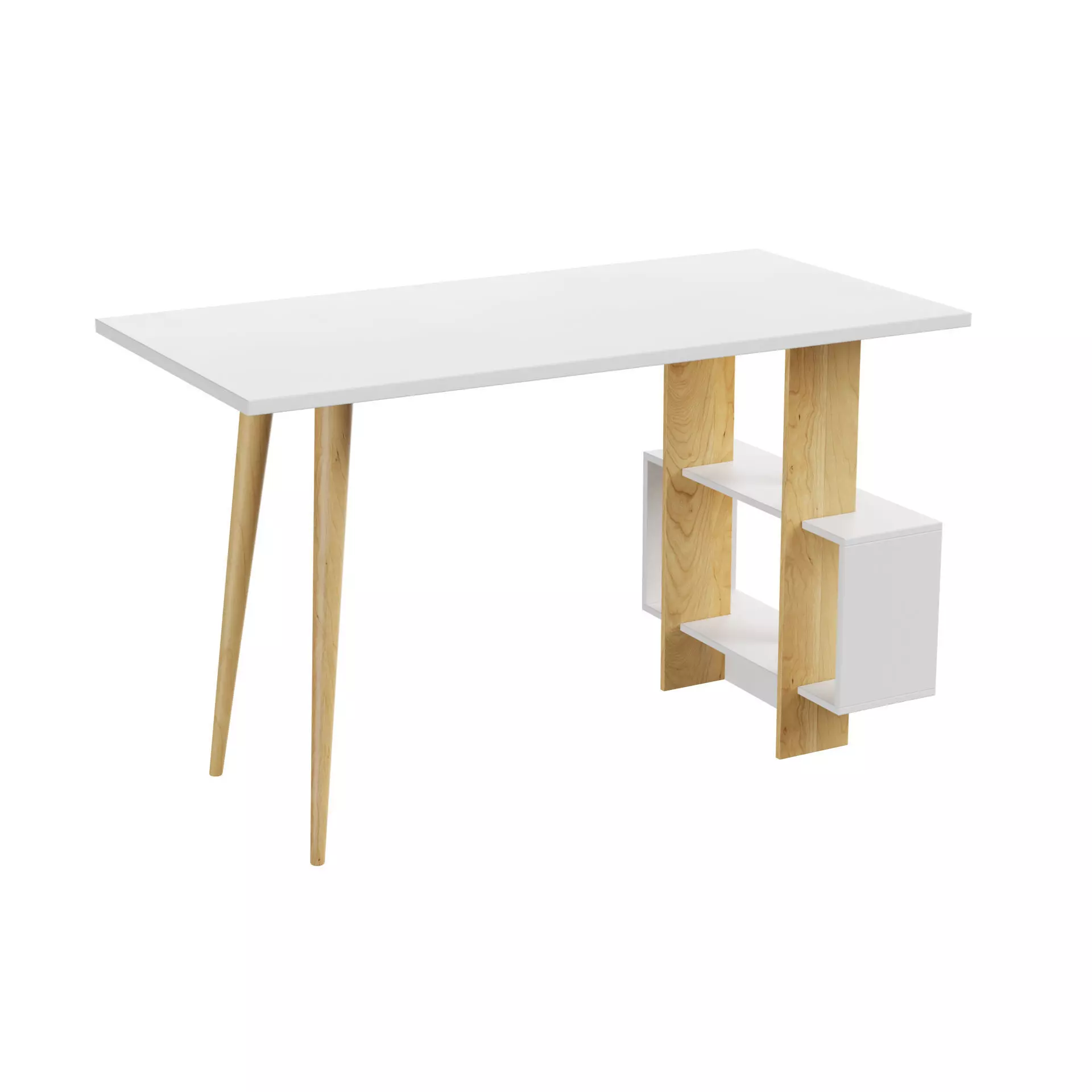 White Oak Side Desk 3D model_0