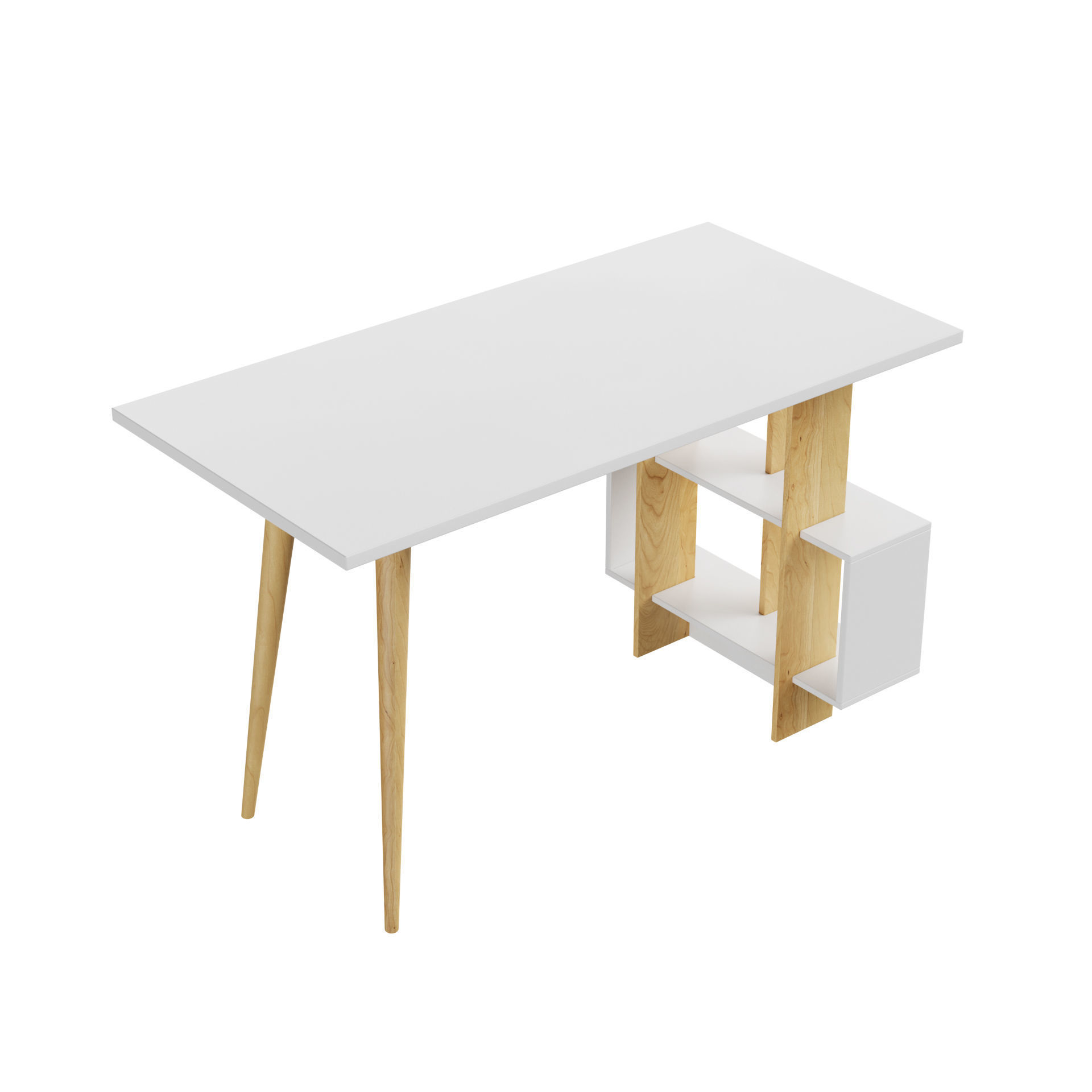 White Oak Side Desk 3D model_3