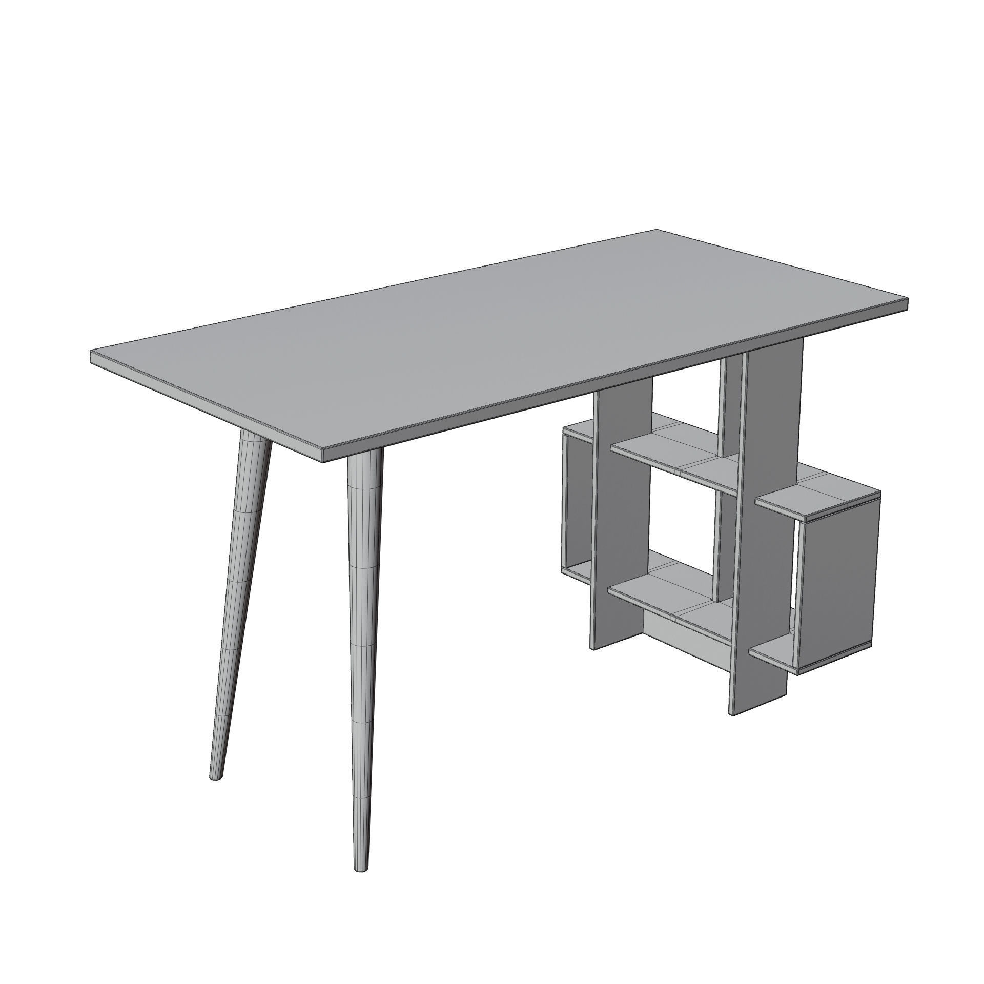 White Oak Side Desk 3D model_6