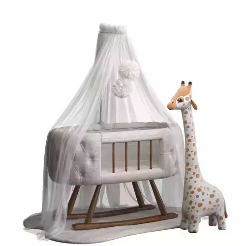 Baby cot with canopy giraffe