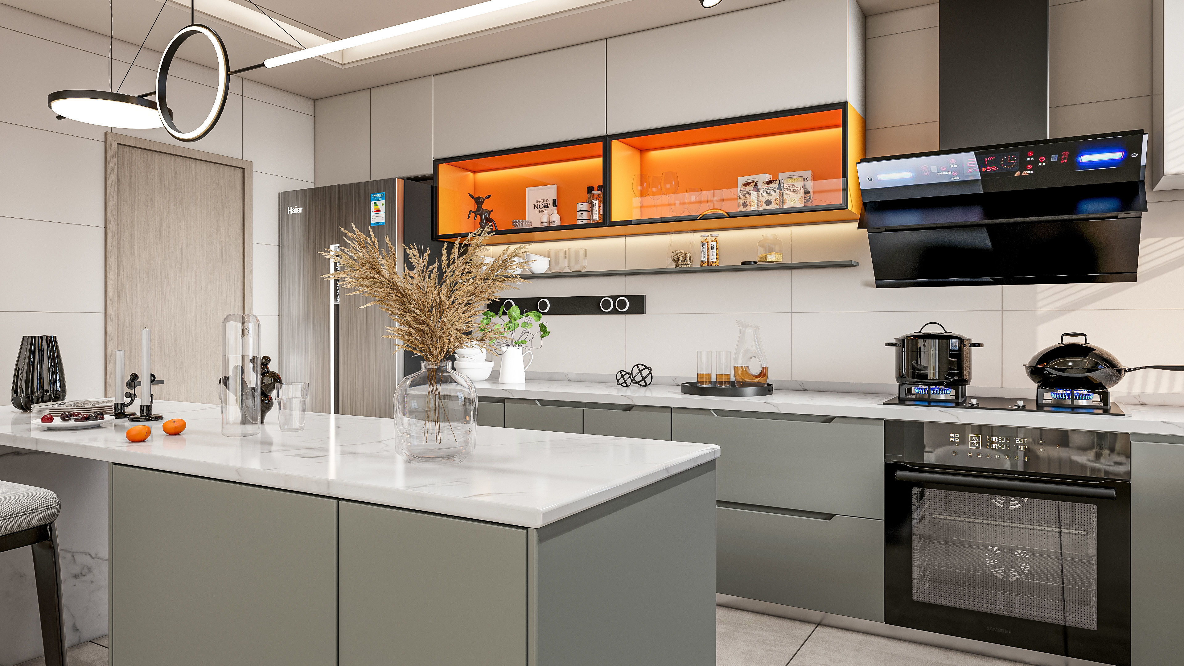 Kitchen Modern interior 0053 3D model_6