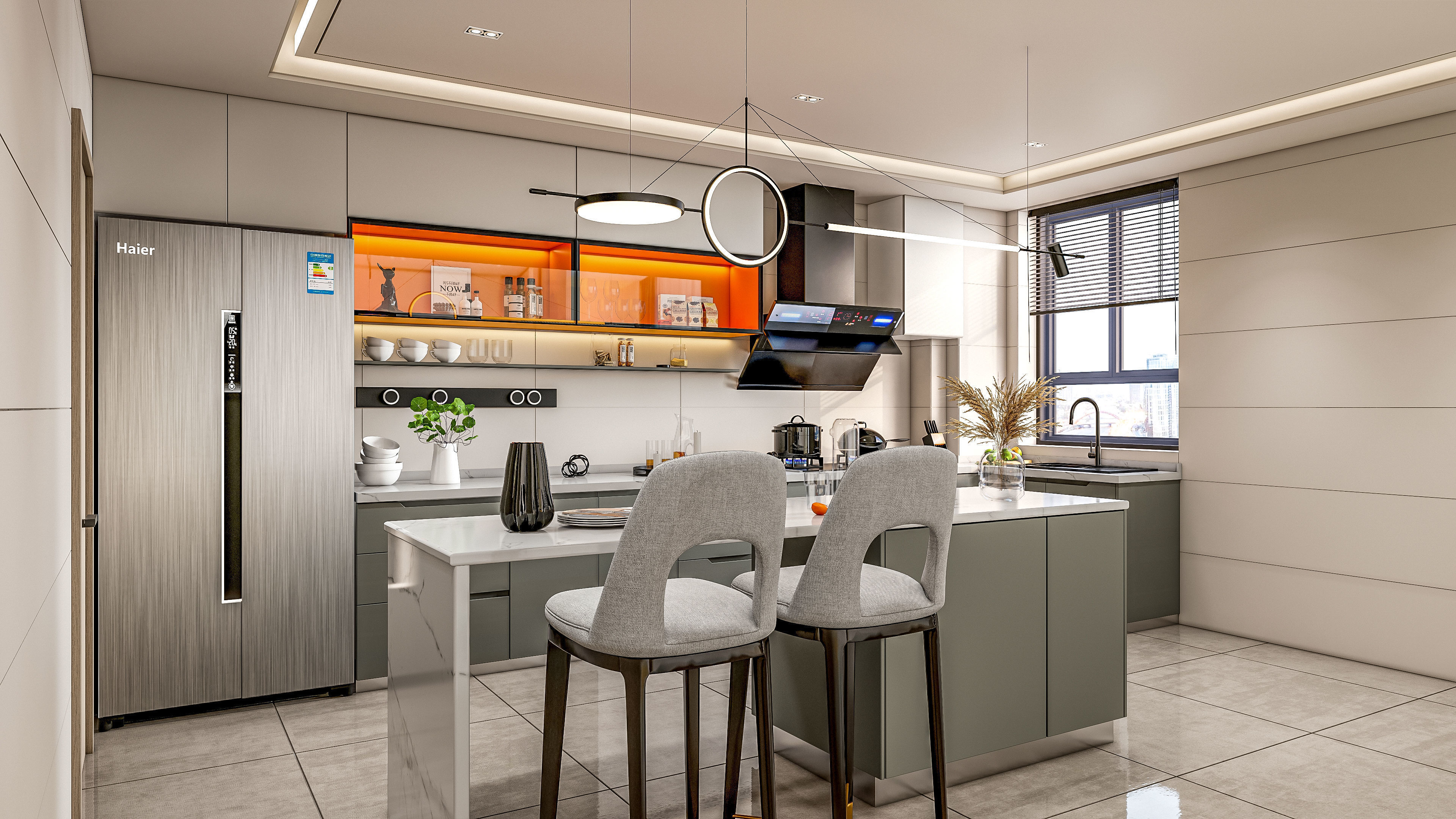 Kitchen Modern interior 0053 3D model_13