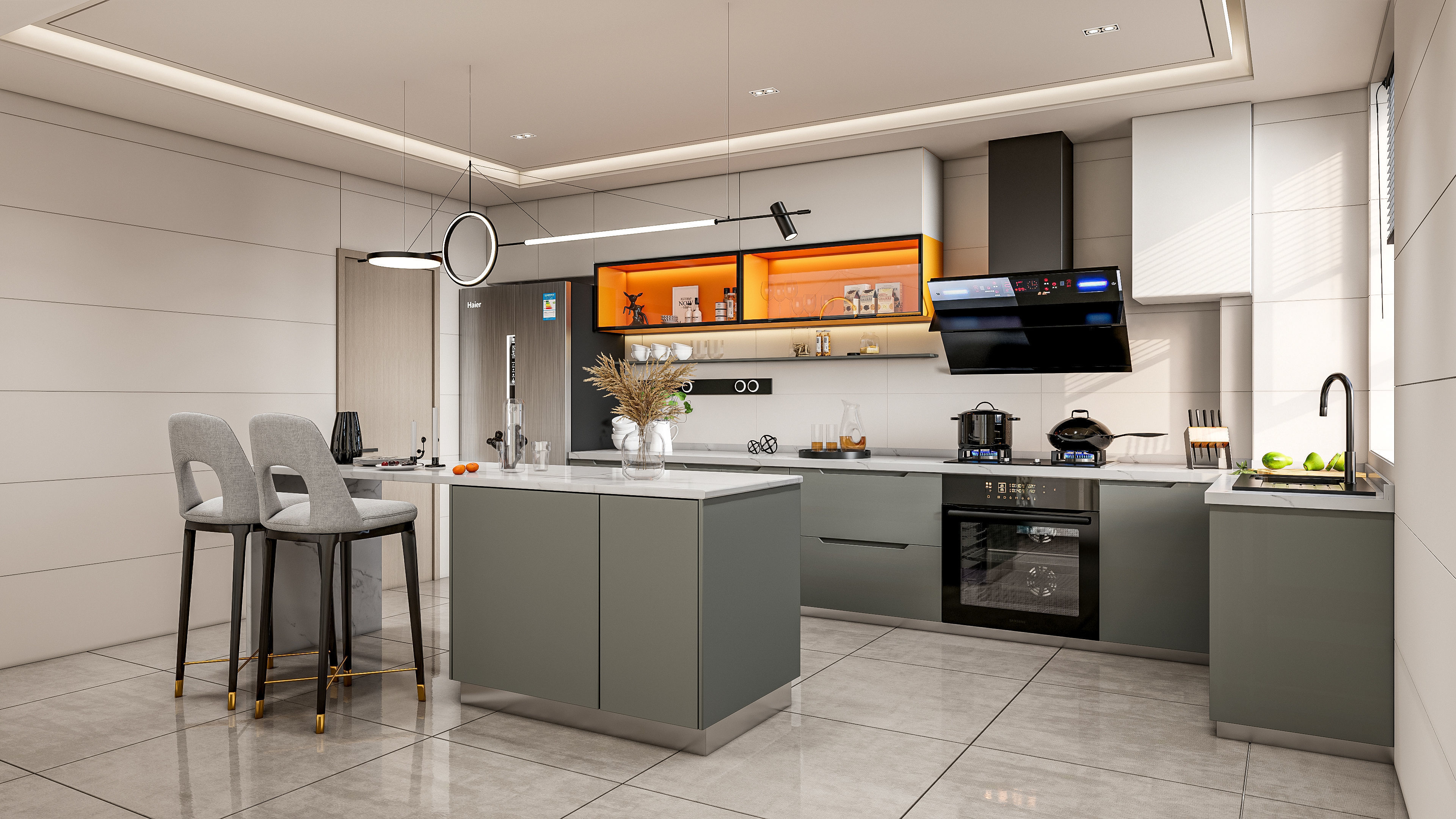 Kitchen Modern interior 0053 3D model_5