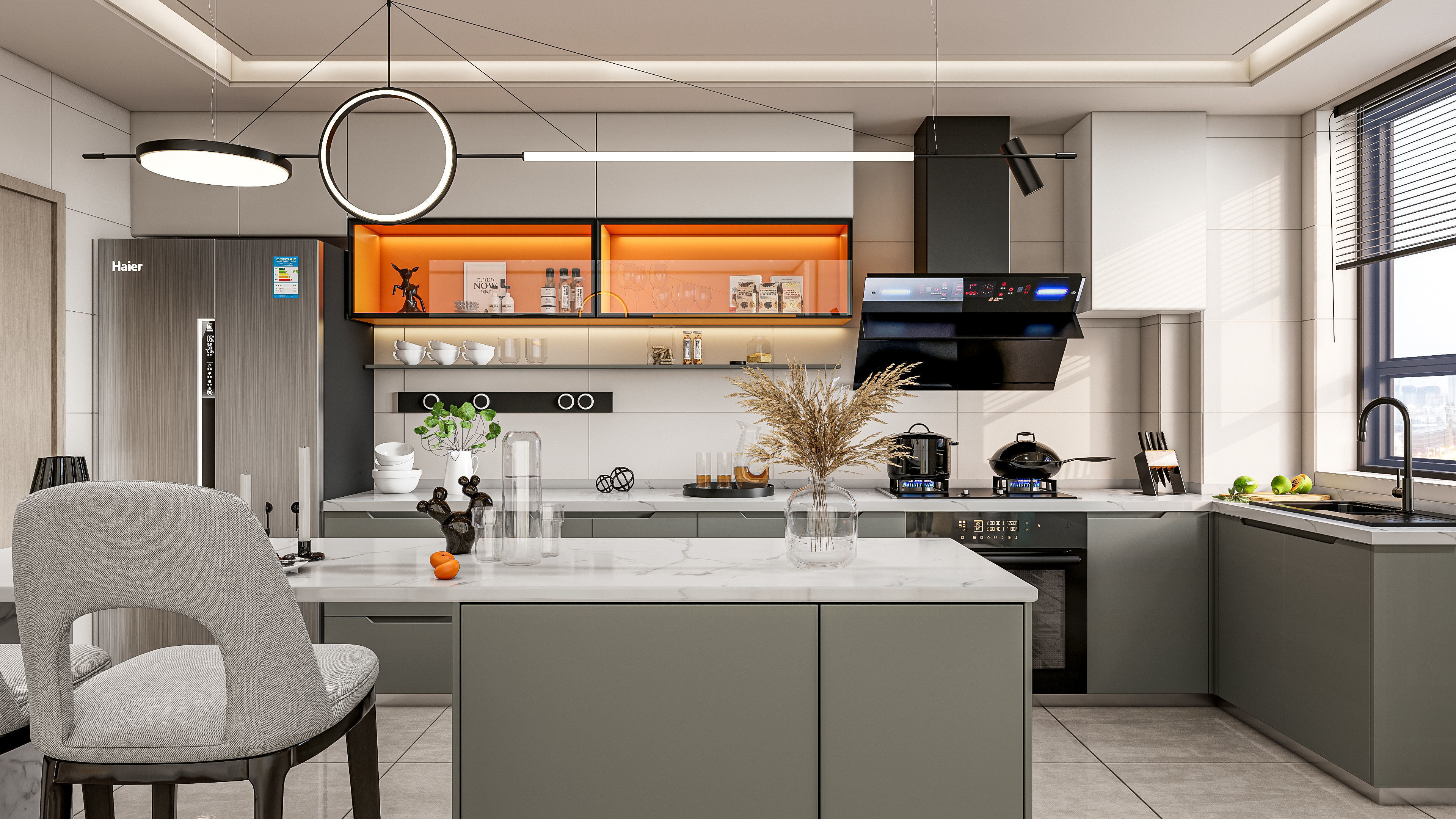 Kitchen Modern interior 0053 3D model_4