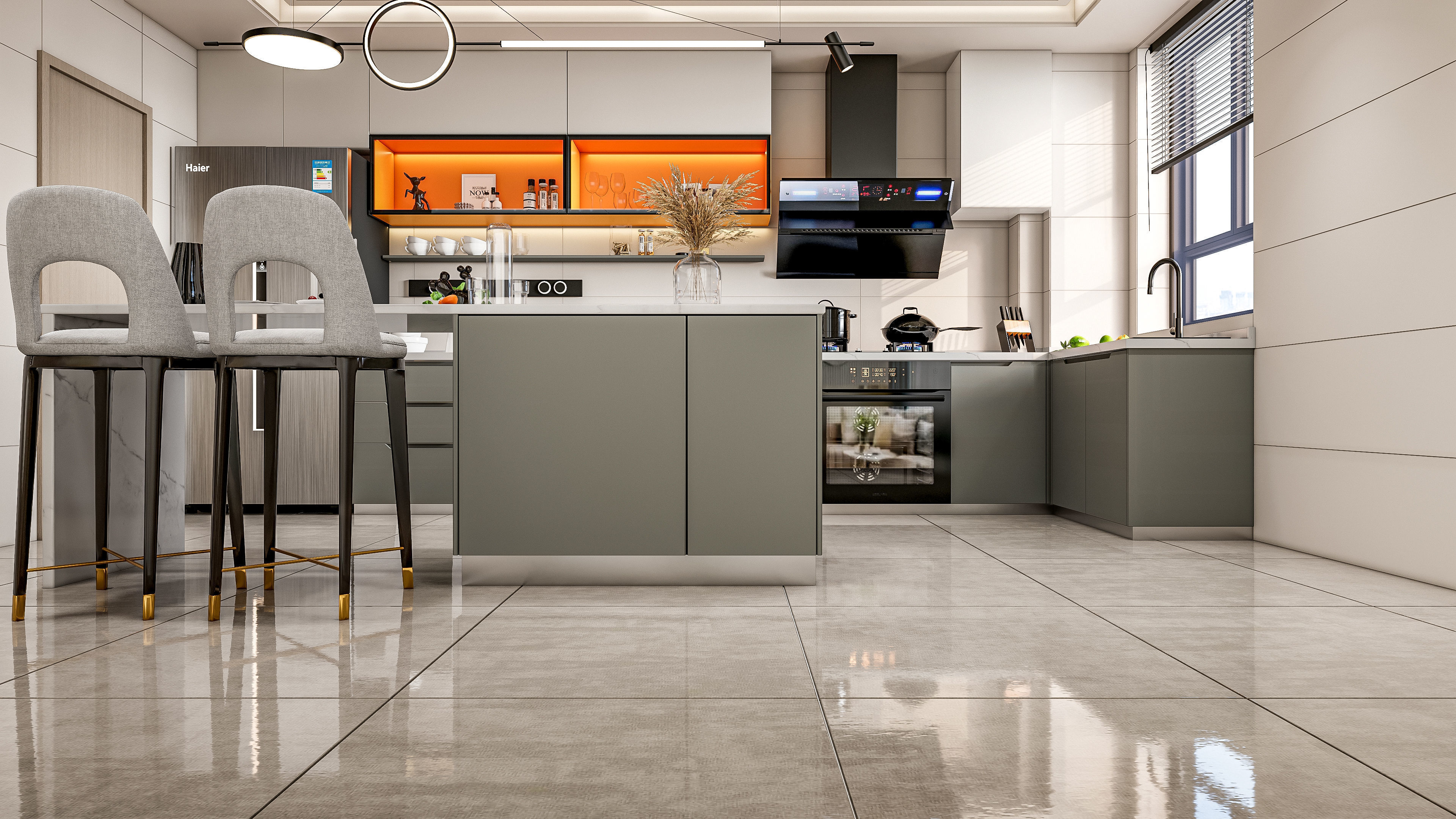 Kitchen Modern interior 0053 3D model_7