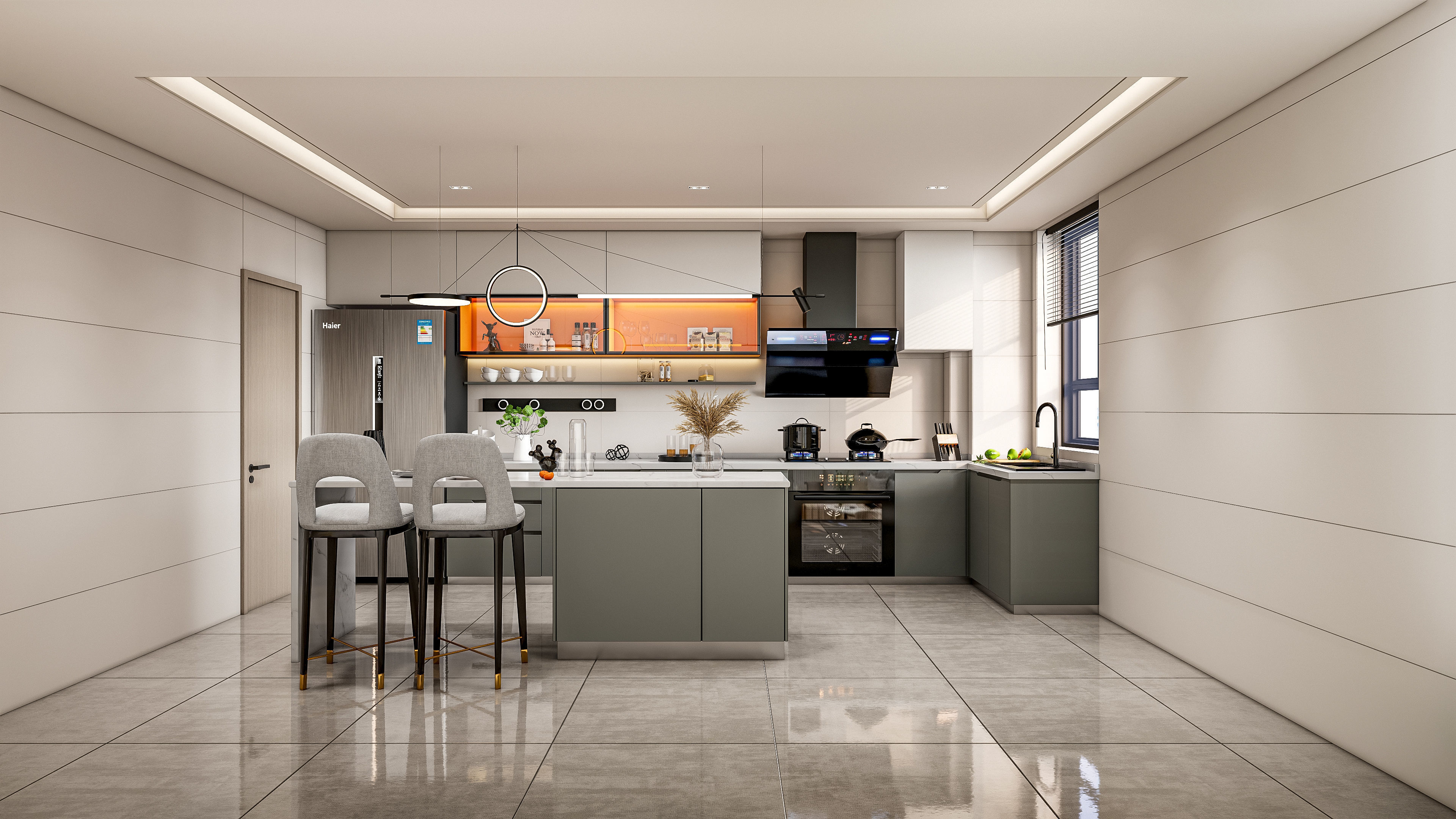 Kitchen Modern interior 0053 3D model_16