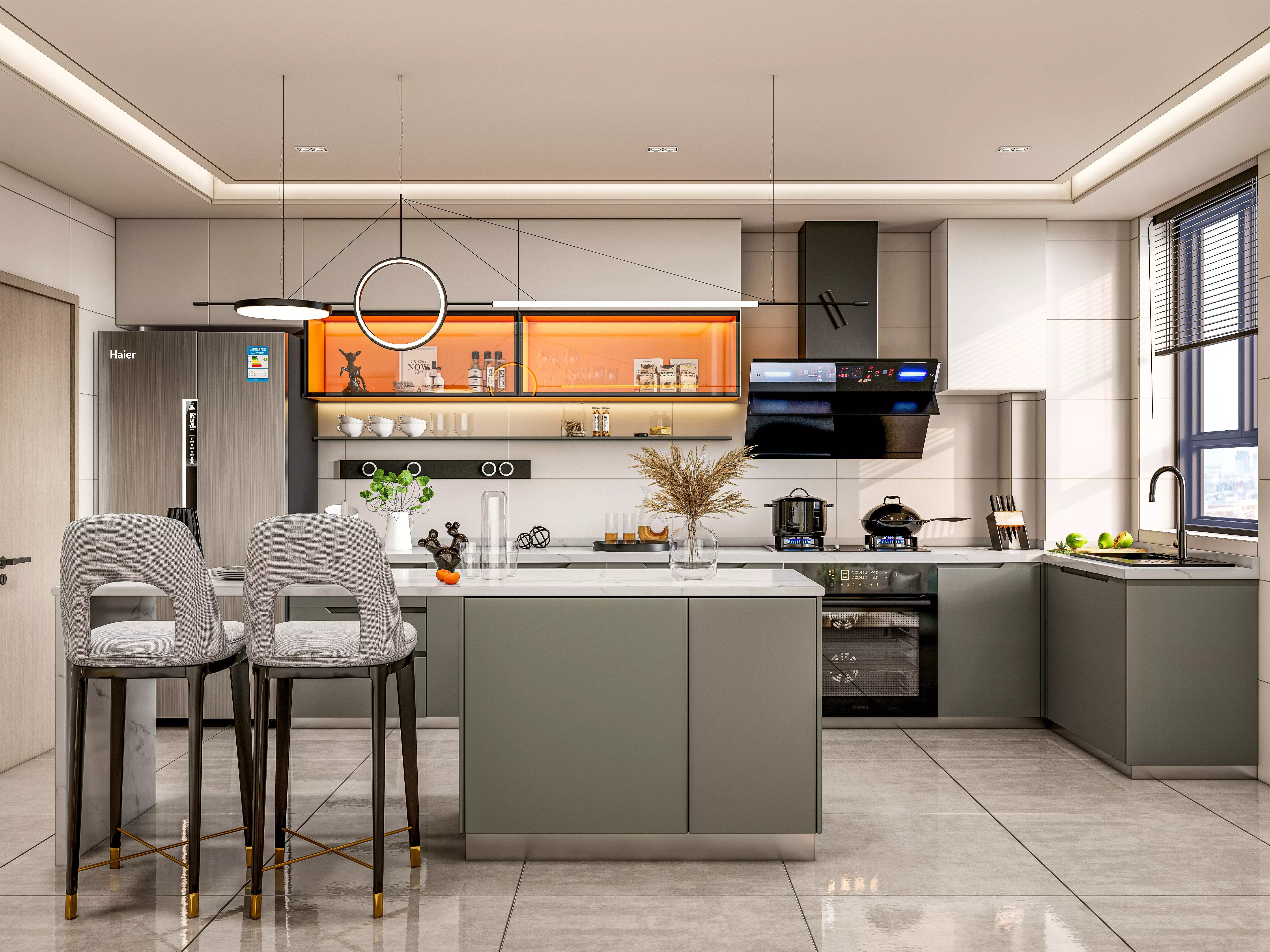 Kitchen Modern interior 0053 3D model_0