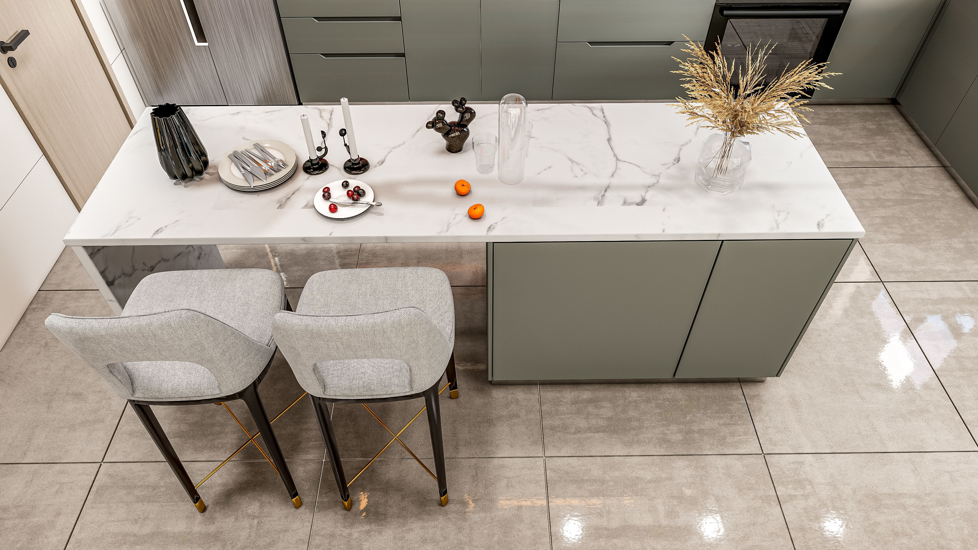 Kitchen Modern interior 0053 3D model_8