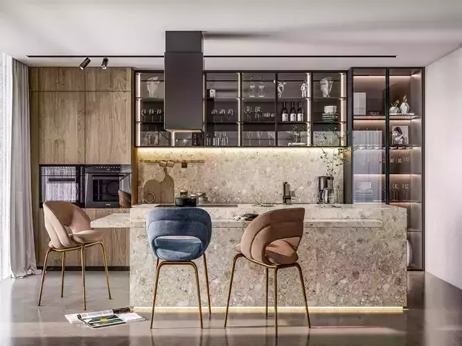 Kitchen Modern interior  0054 3D model