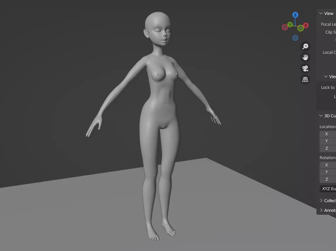 Female Body Base Low-poly 3D model_0