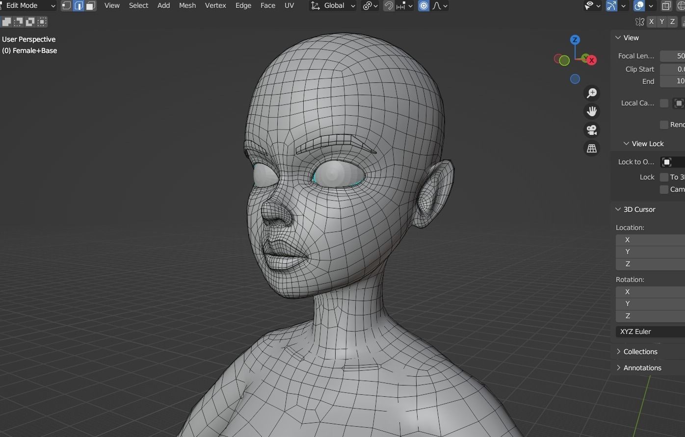Female Body Base Low-poly 3D model_6