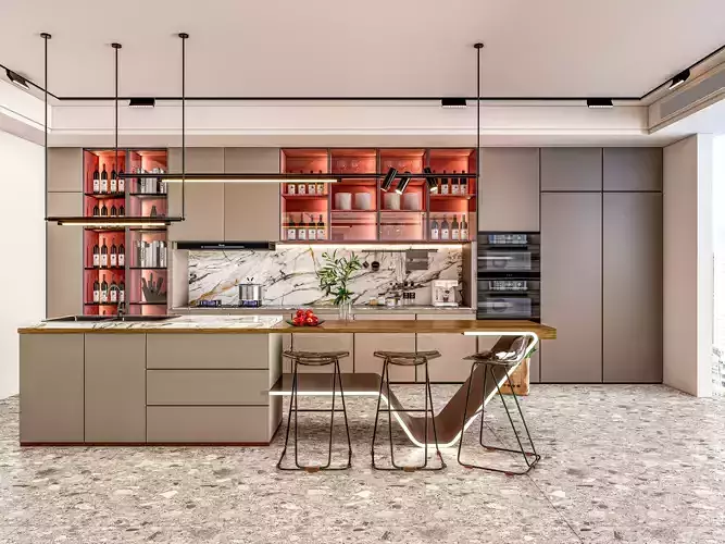 Kitchen Modern interior  0055 3D model