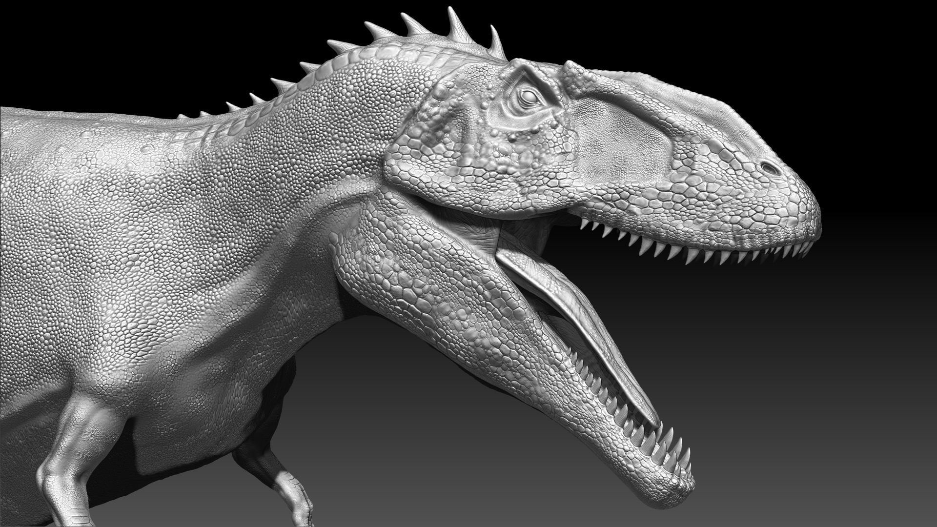 Dinosaur Carcharodontosaurus Sculpt Project 3D model_5