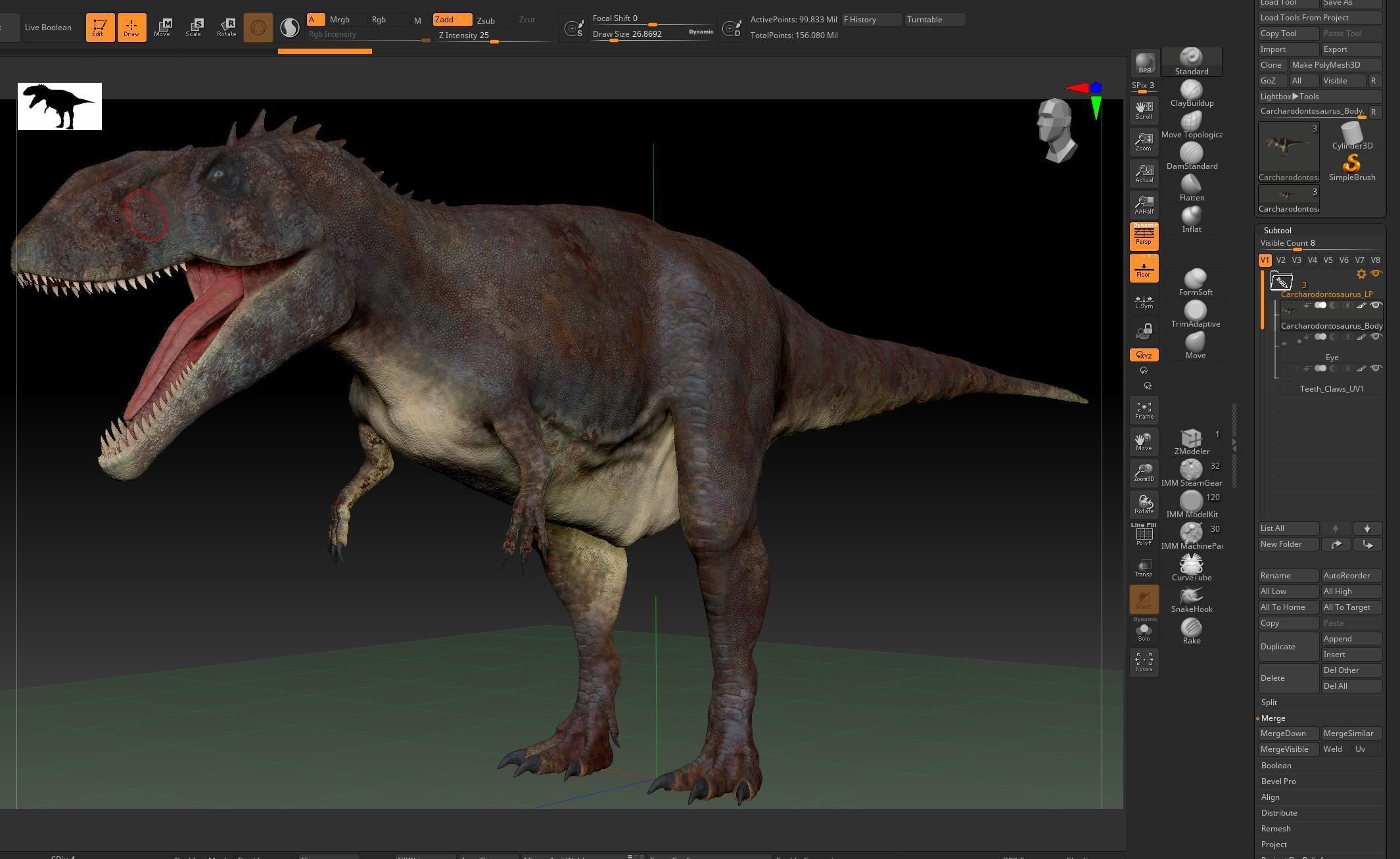Dinosaur Carcharodontosaurus Sculpt Project 3D model_3