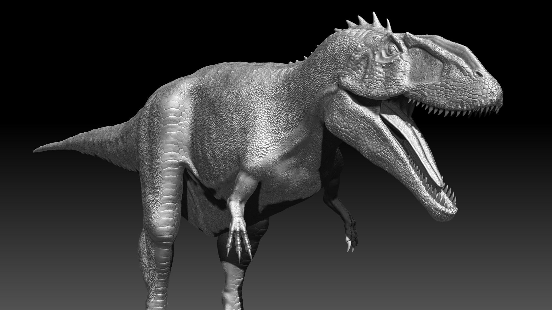 Dinosaur Carcharodontosaurus Sculpt Project 3D model_4