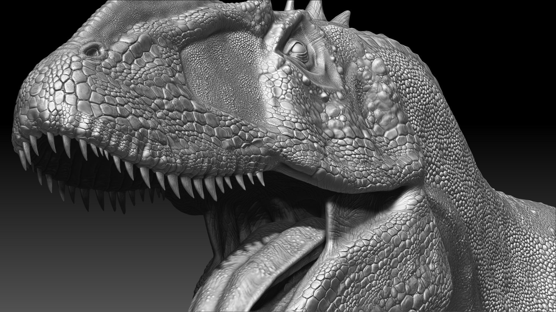 Dinosaur Carcharodontosaurus Sculpt Project 3D model_9