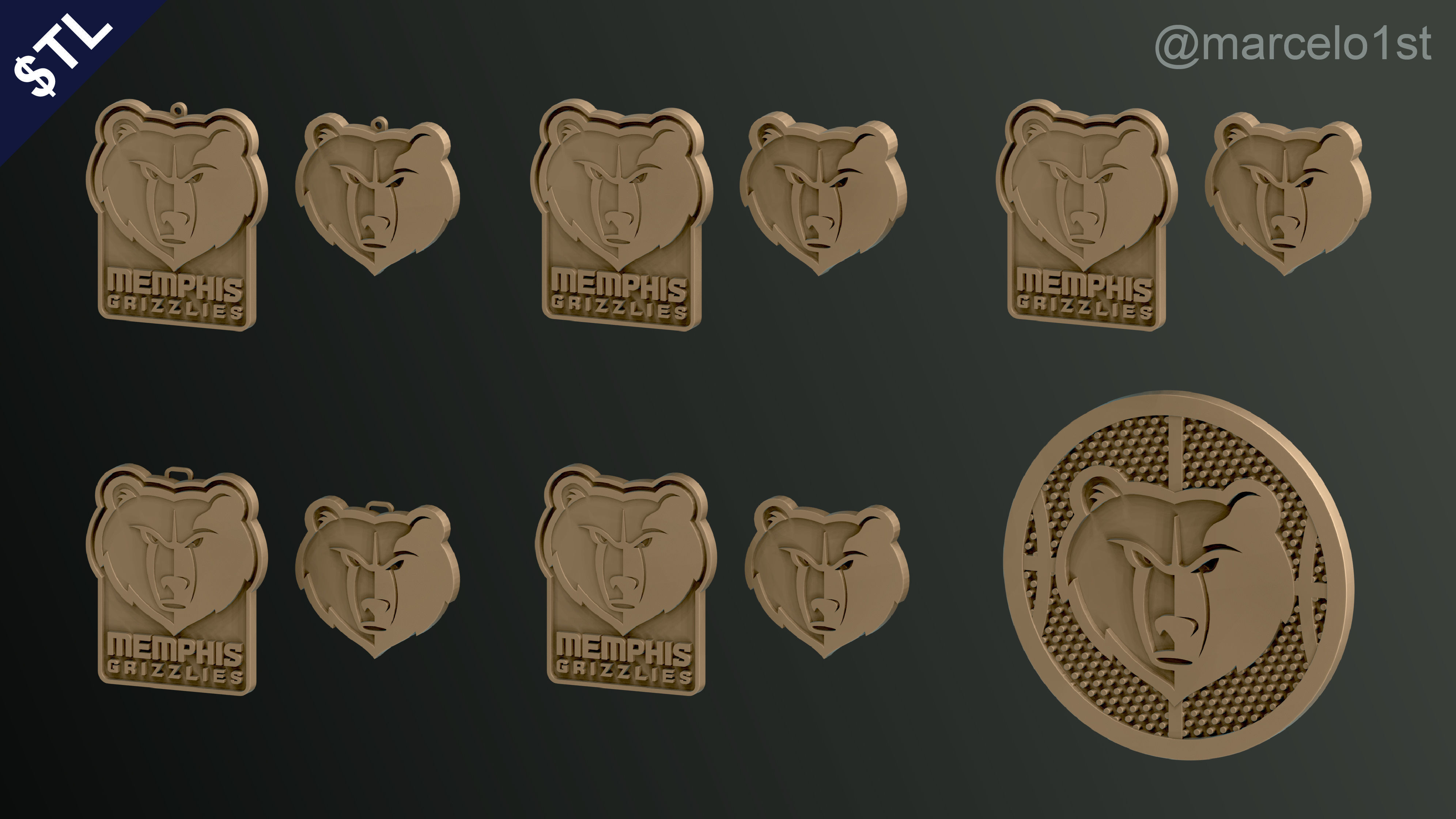 NBA SOUTHWEST - Memphis Grizzlies Pack 3D print model_9
