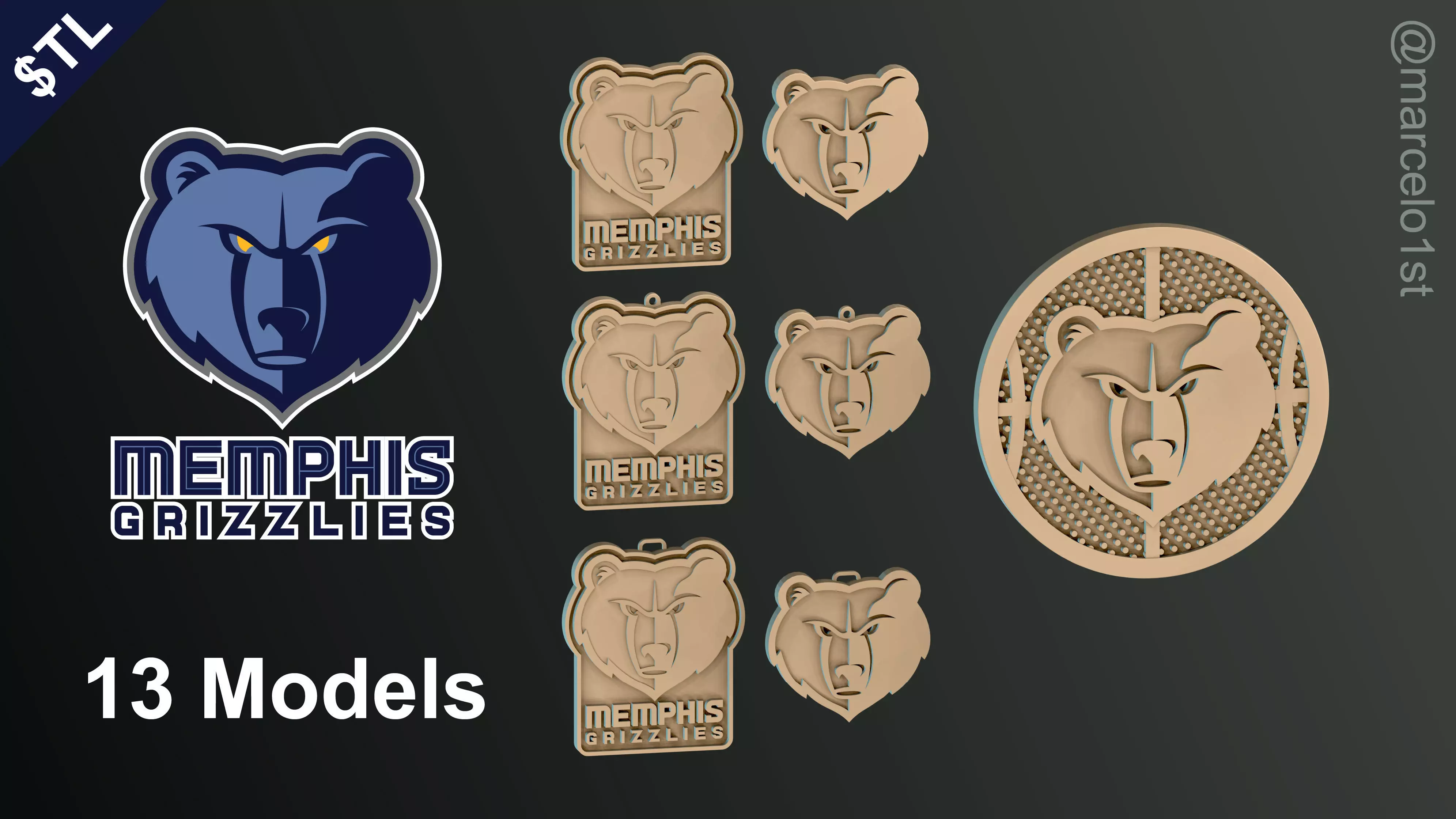 NBA SOUTHWEST - Memphis Grizzlies Pack 3D print model_0