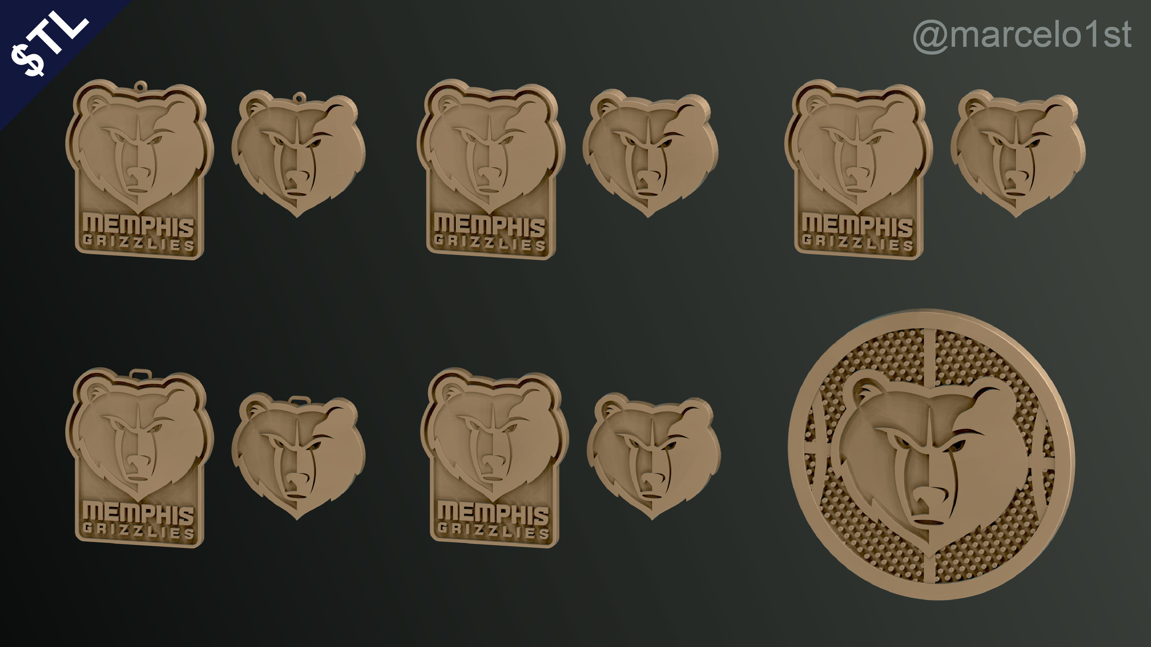 NBA SOUTHWEST - Memphis Grizzlies Pack 3D print model_8