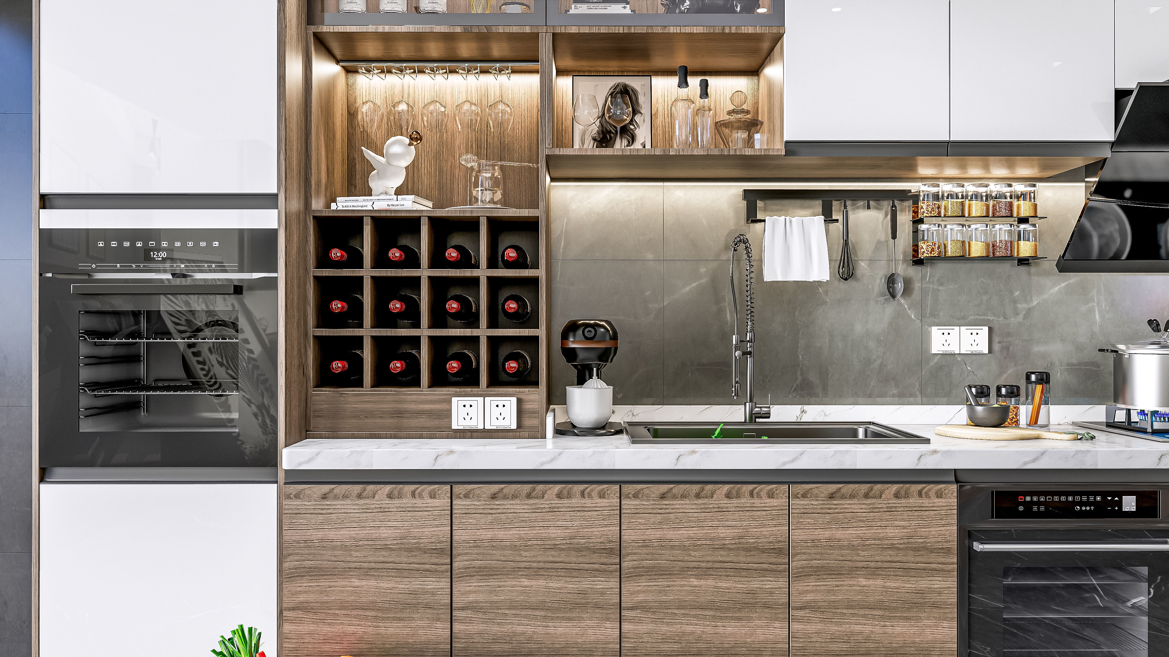 Kitchen Modern interior 0056 3D model_7