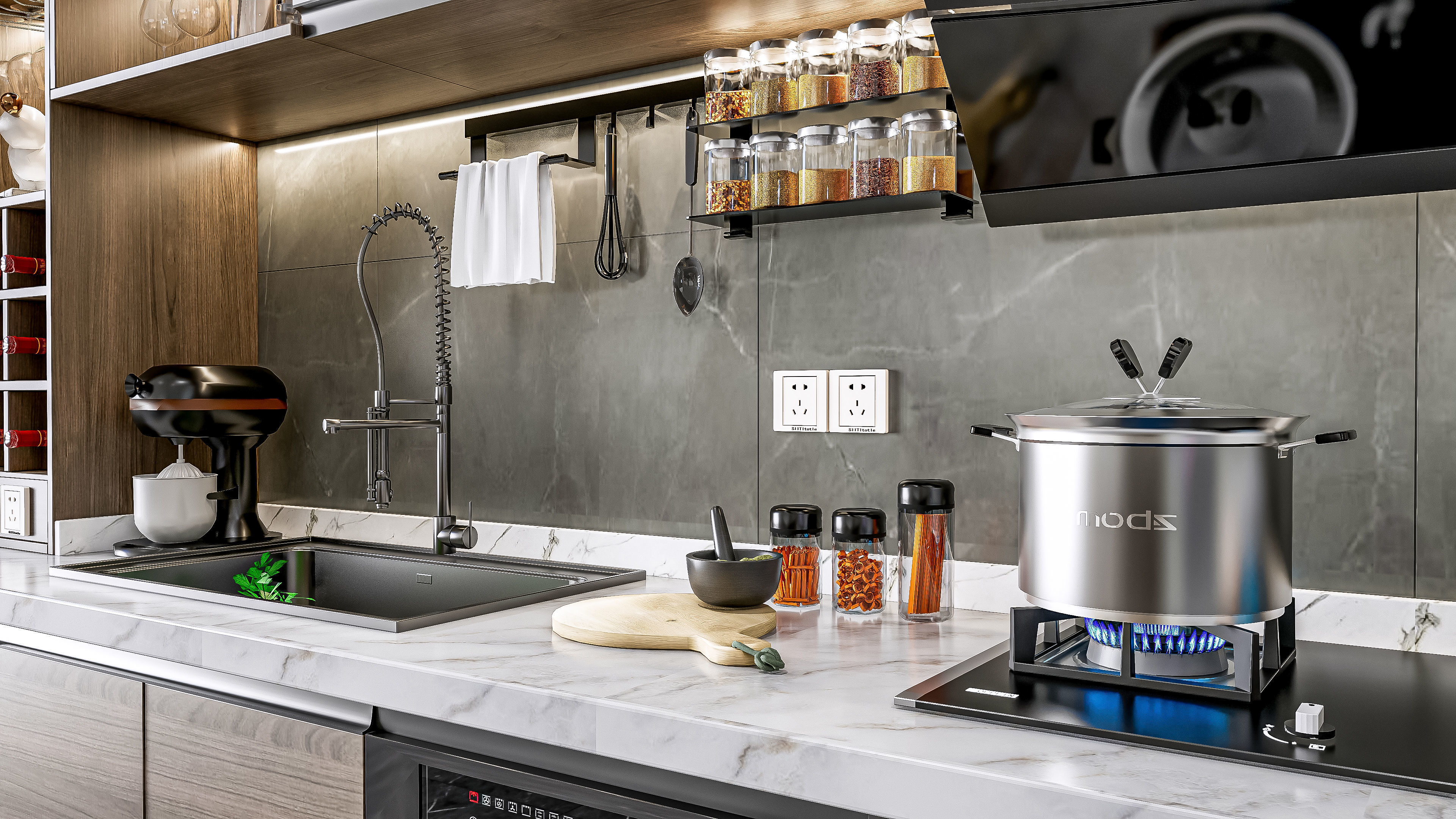 Kitchen Modern interior 0056 3D model_15