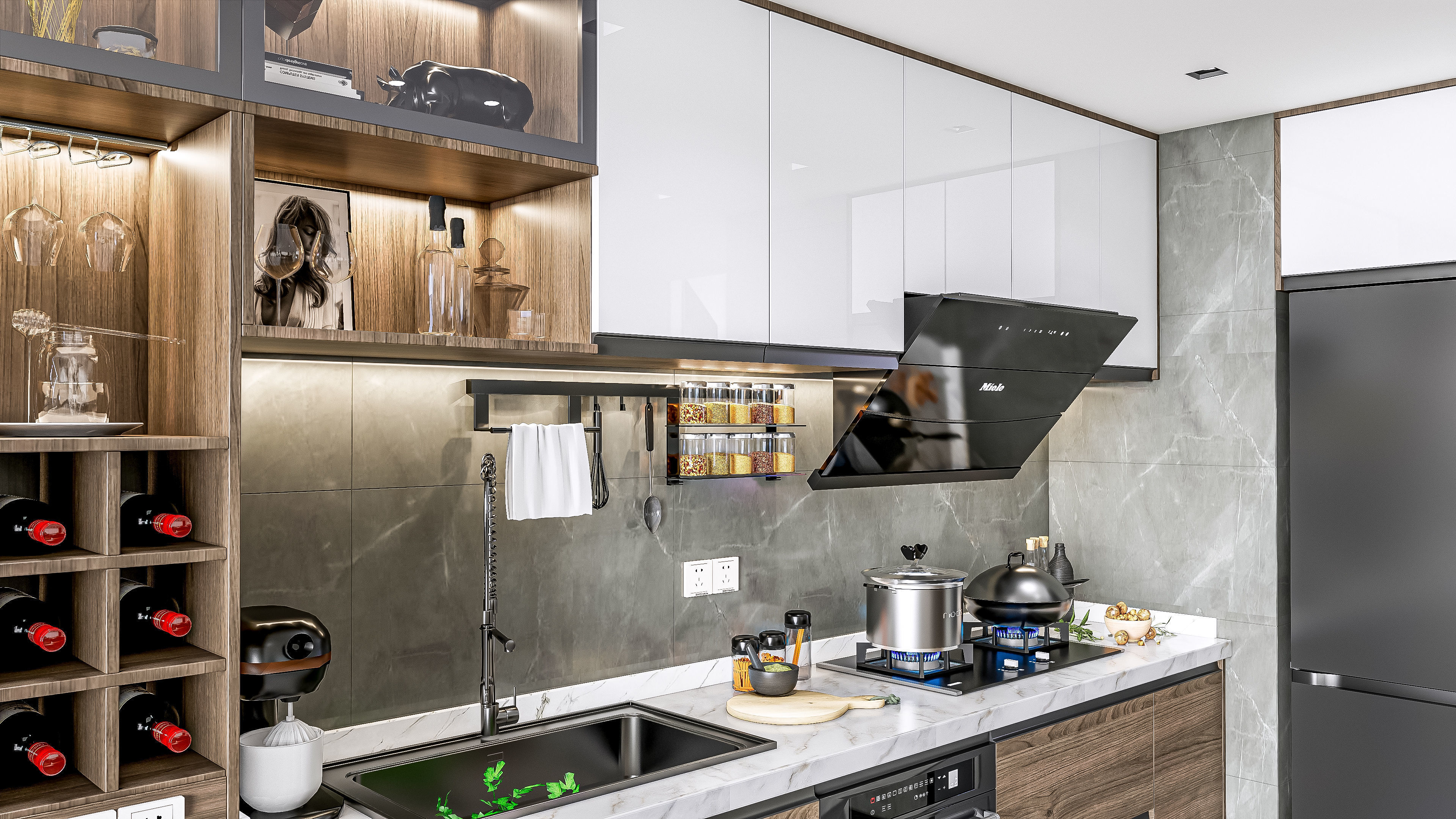 Kitchen Modern interior 0056 3D model_11