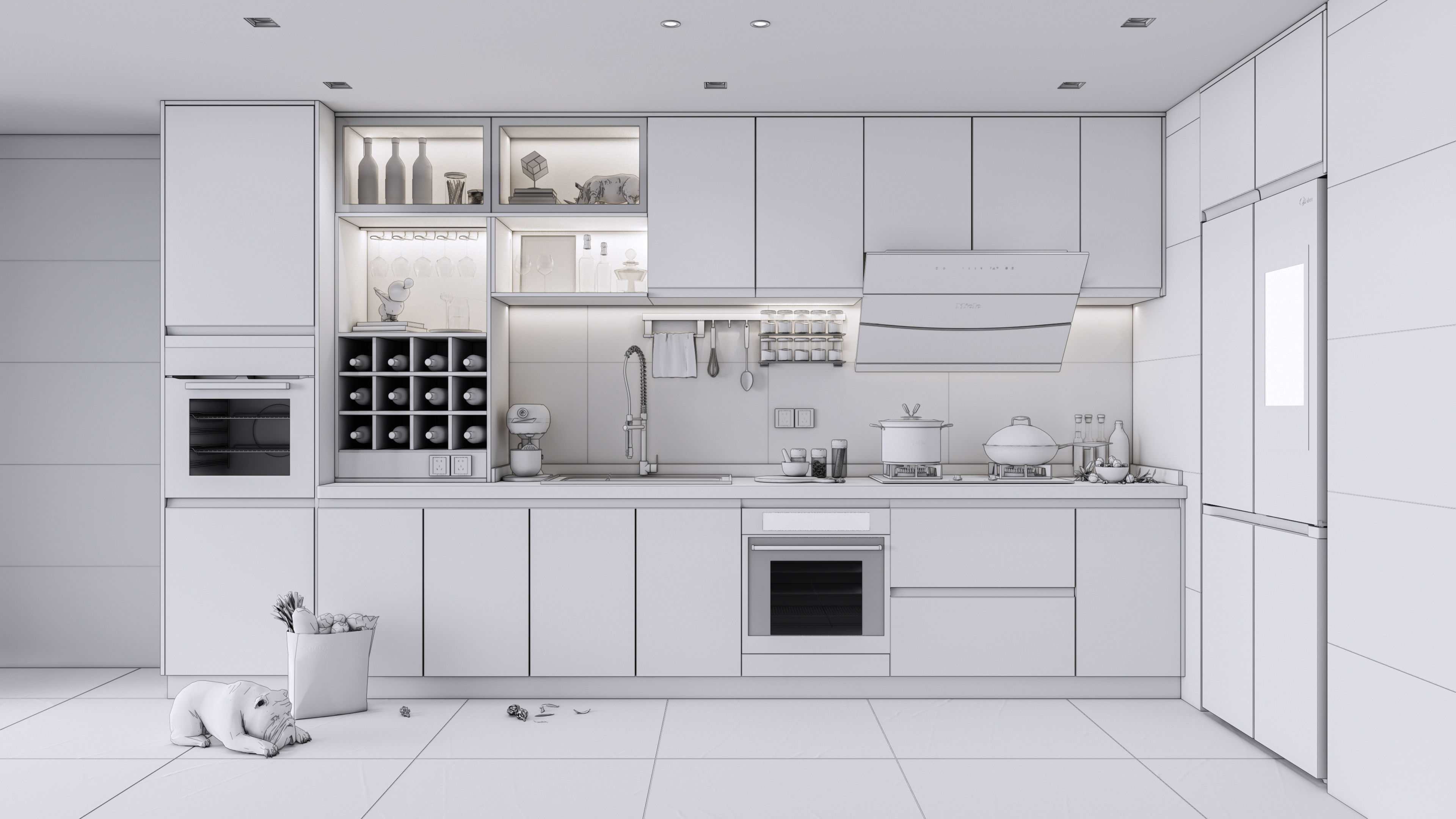 Kitchen Modern interior 0056 3D model_19