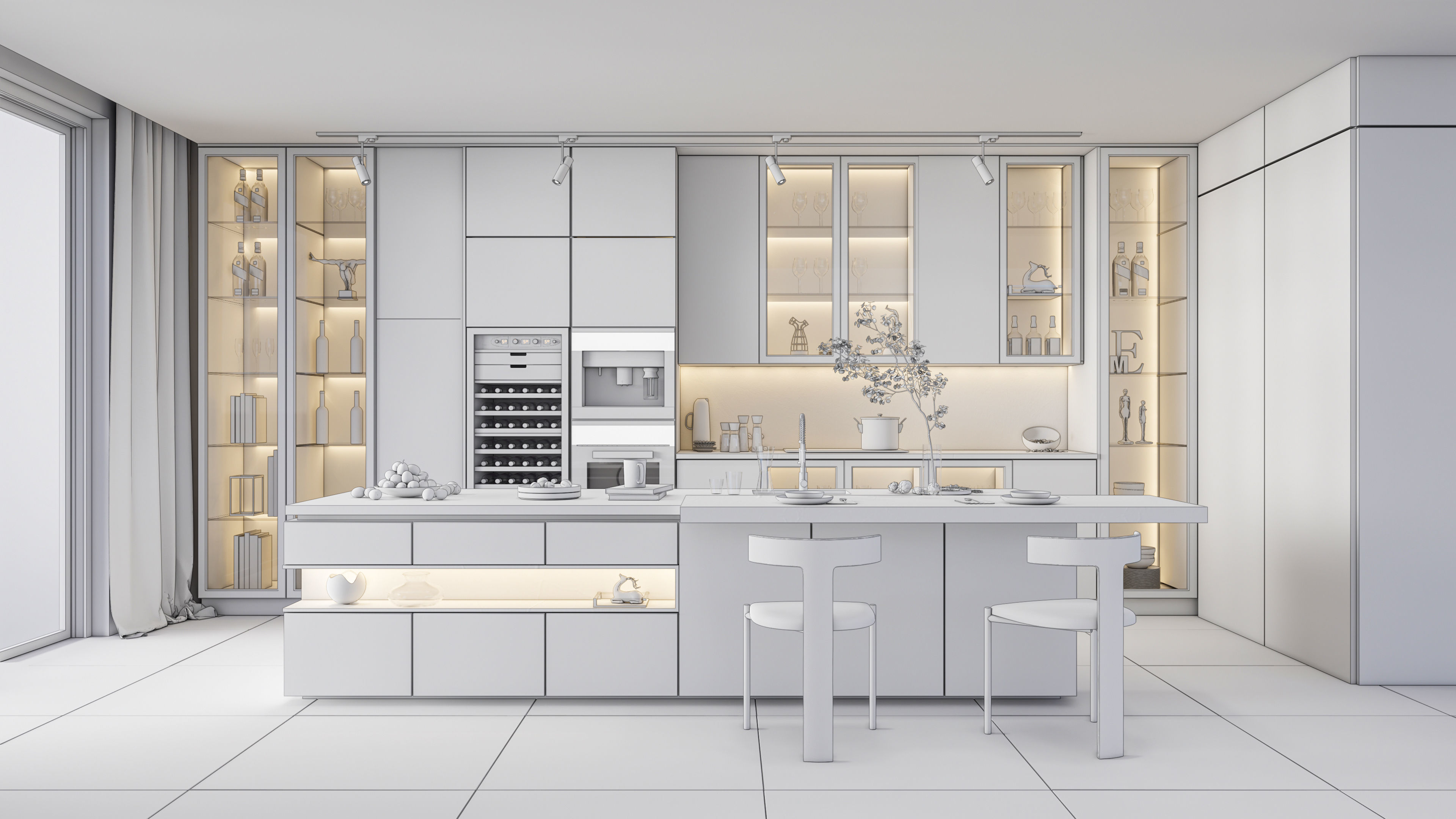 Kitchen Modern interior  0057 3D model_20