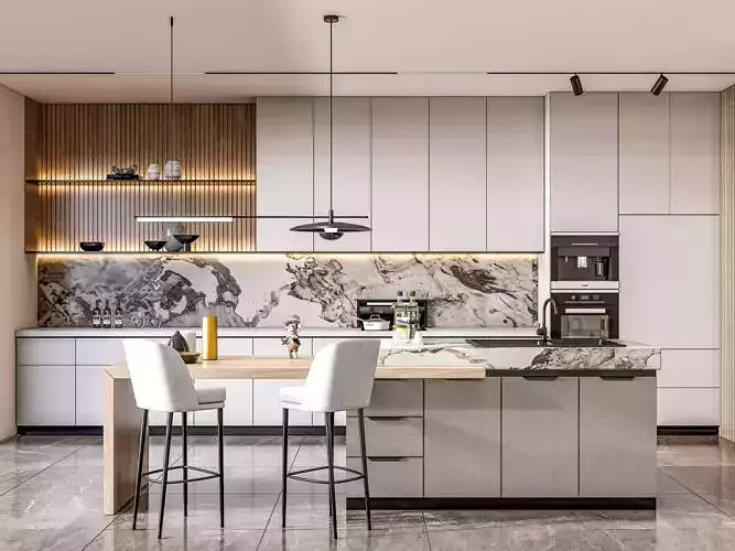 Kitchen Modern interior  0058 3D model