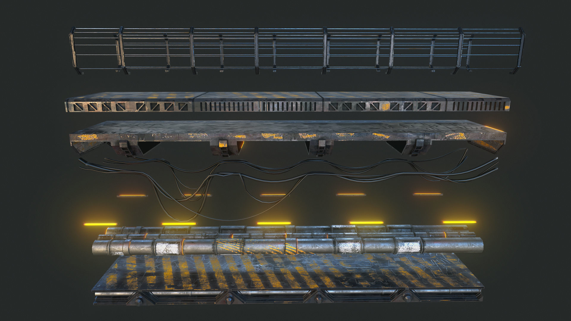 MODULAR SCIFI BRIDGE Low-poly 3D model_6
