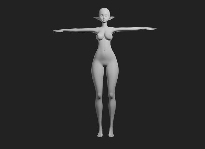 Adult elf girl basemesh Free 3D model
