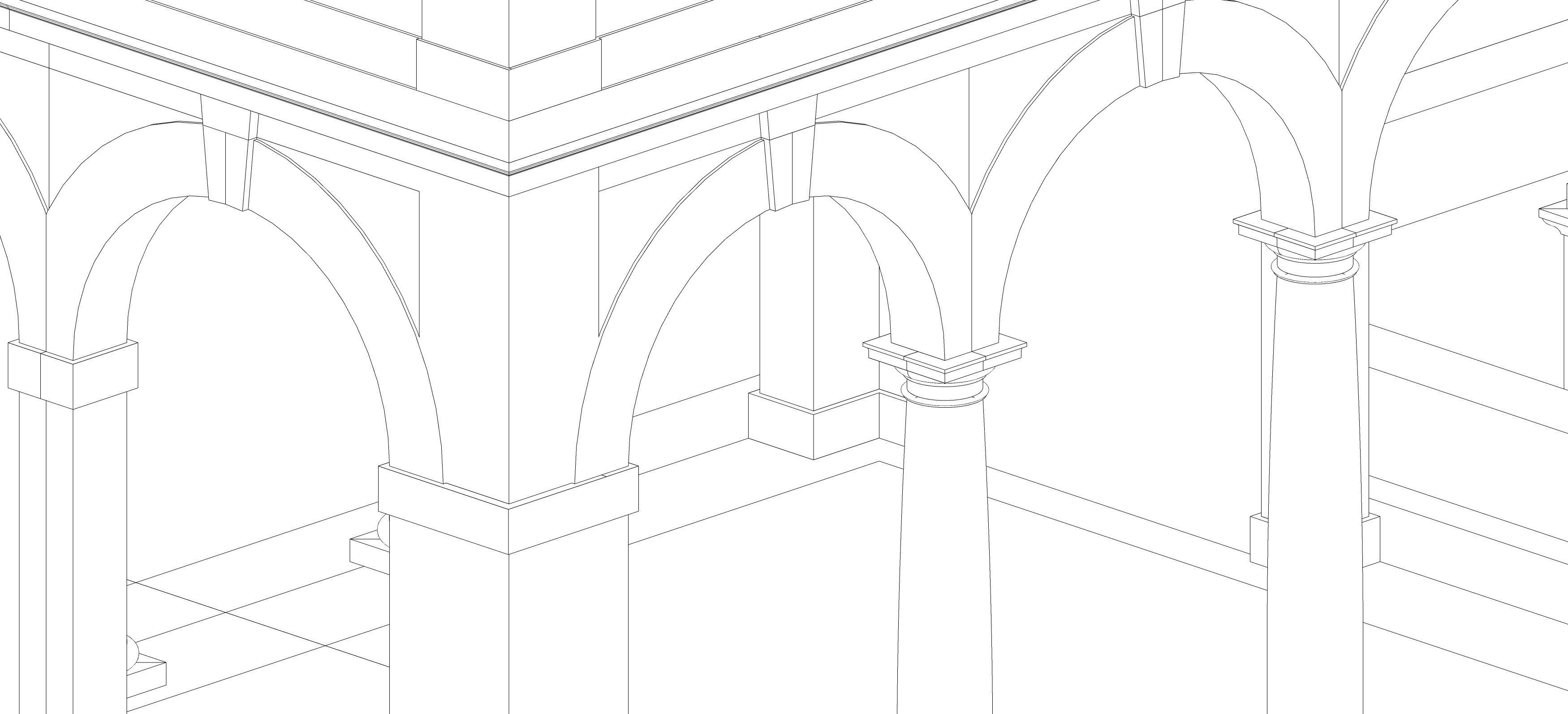 Exteriors swimming pool with classical Tuscan columns pergola 3D model_7