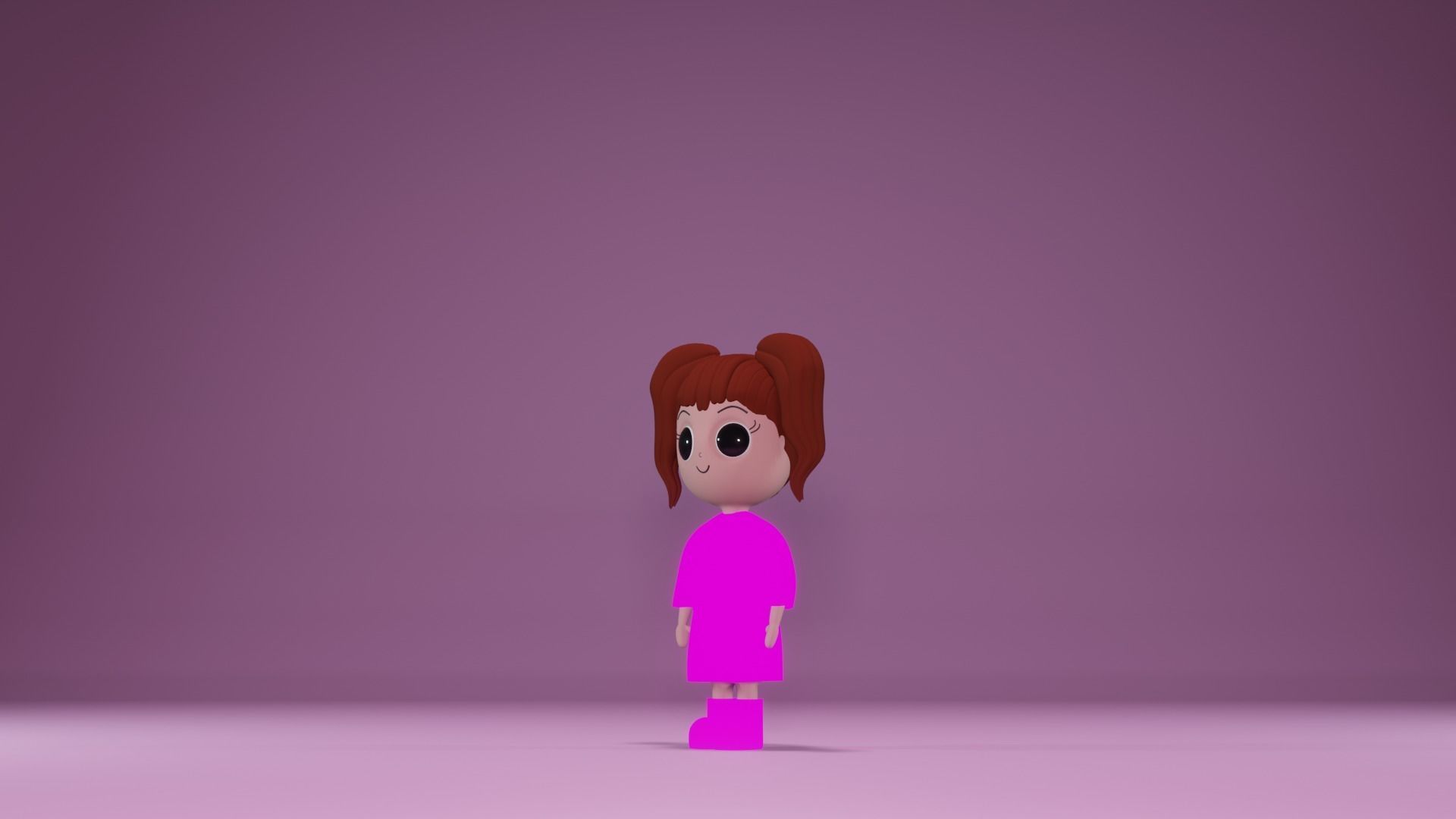 Cute Girl Character 3D model_4